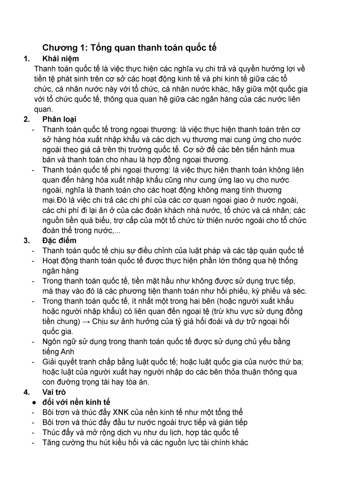 LT ôn thi Thanh toán quốc tế - Chương 1: Tổng quan thanh toán quốc tế 1. Khái niệm Thanh toán quốc - Studocu