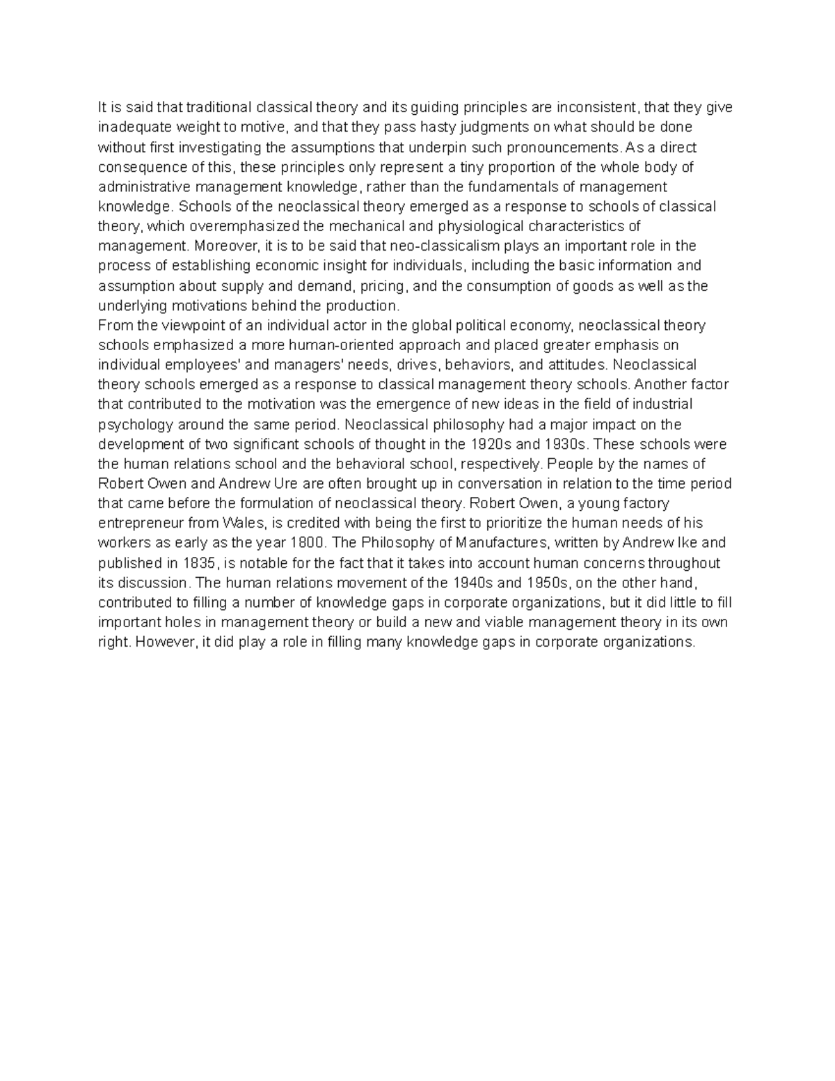 Neo-classical reflective essay - It is said that traditional classical ...