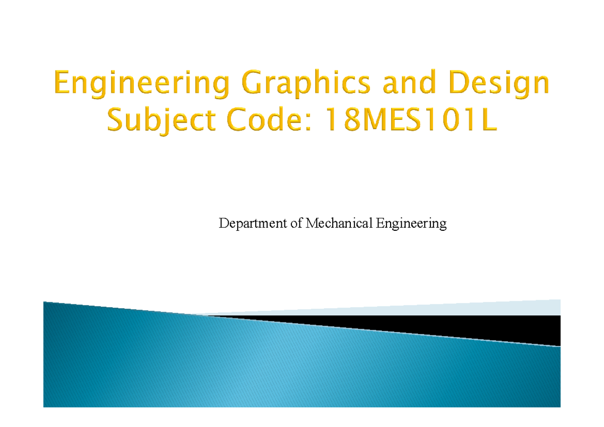 EGD LectureI Lecture notes 1 Department of Mechanical Engineering