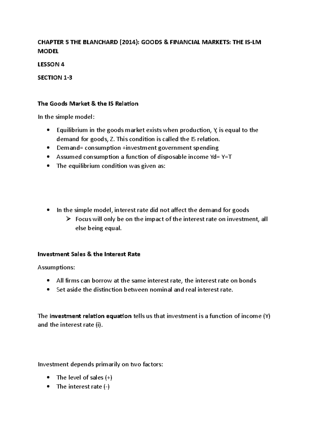 Lesson 4 (Blanchard Chapter 5) Summary - CHAPTER 5 THE BLANCHARD (2014 ...