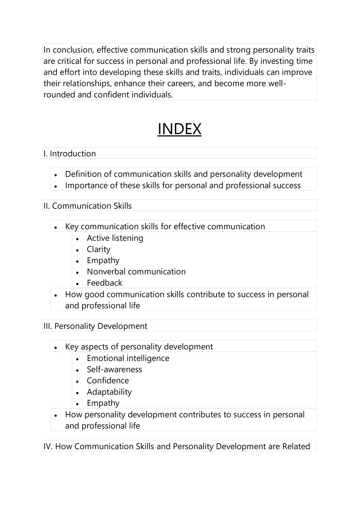 essay on communication skills and personality development