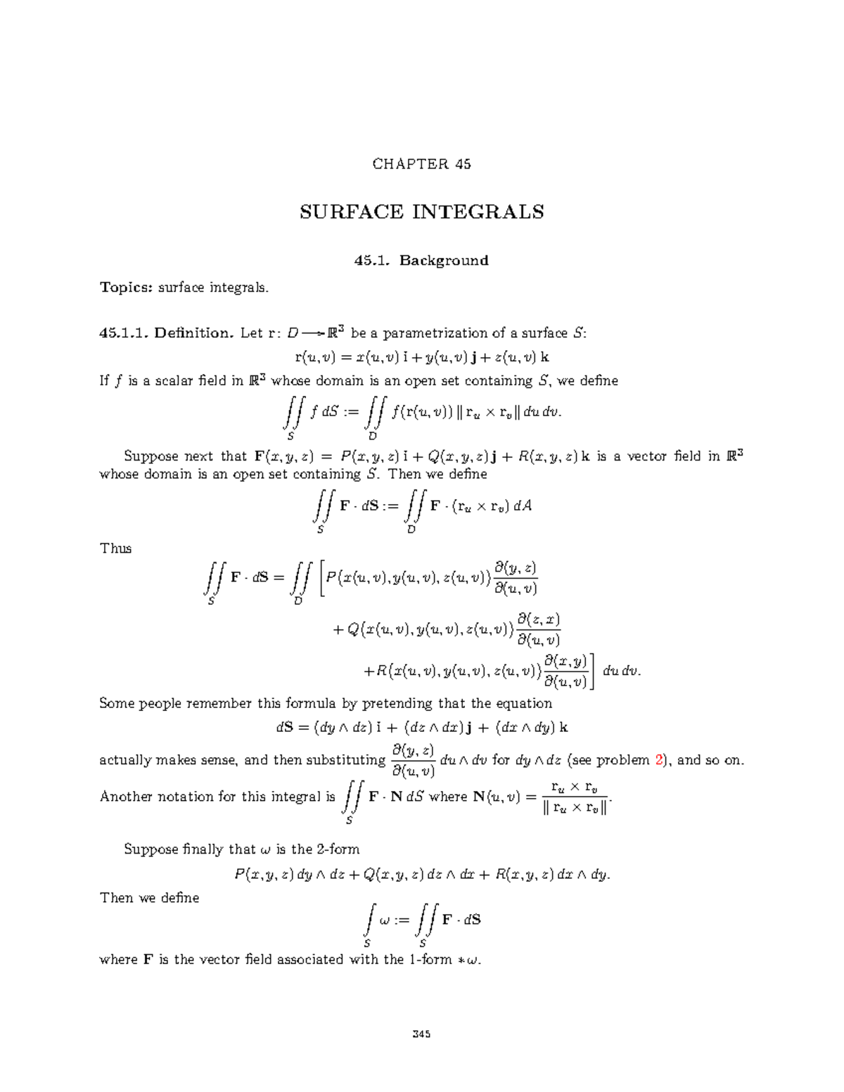 Math 132 Exercise Ch15 Math 132 Chapter 45 Surface Integrals 45 Background Topics Surface Integrals 45 Definition Letr Be Parametrization Of Surfaces Iffis Studocu