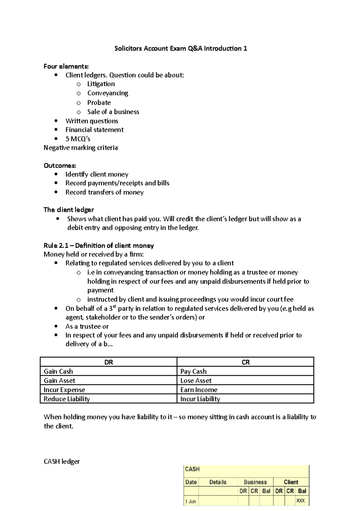 Solicitors Account 1 notes Solicitors Account Exam Q&A Introduction