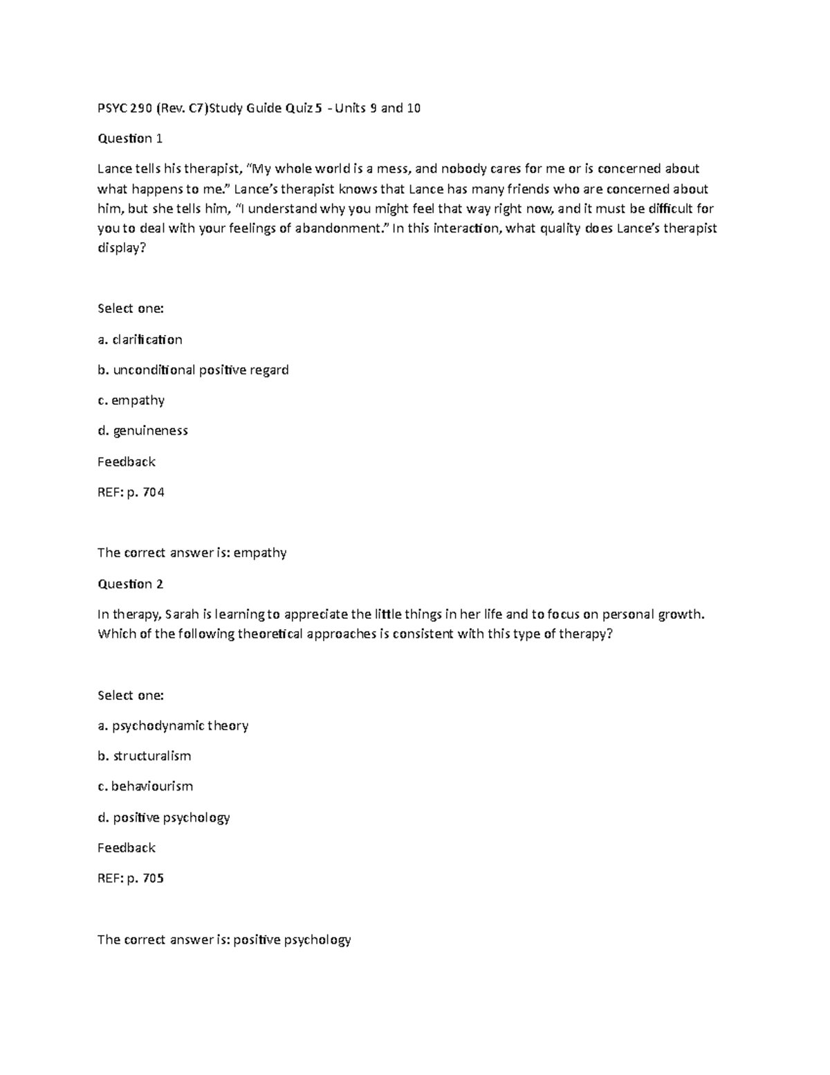 Units 9 and 10 PSYC 290 - PSYC 290 (Rev. C7)Study Guide Quiz 5 - Units ...