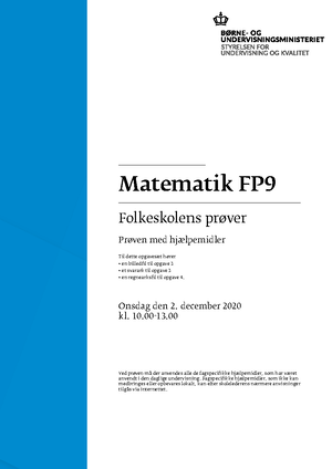 FP9 Matematik Med Hjælpemidler Maj 2022 - Matematik FP Folkeskolens ...