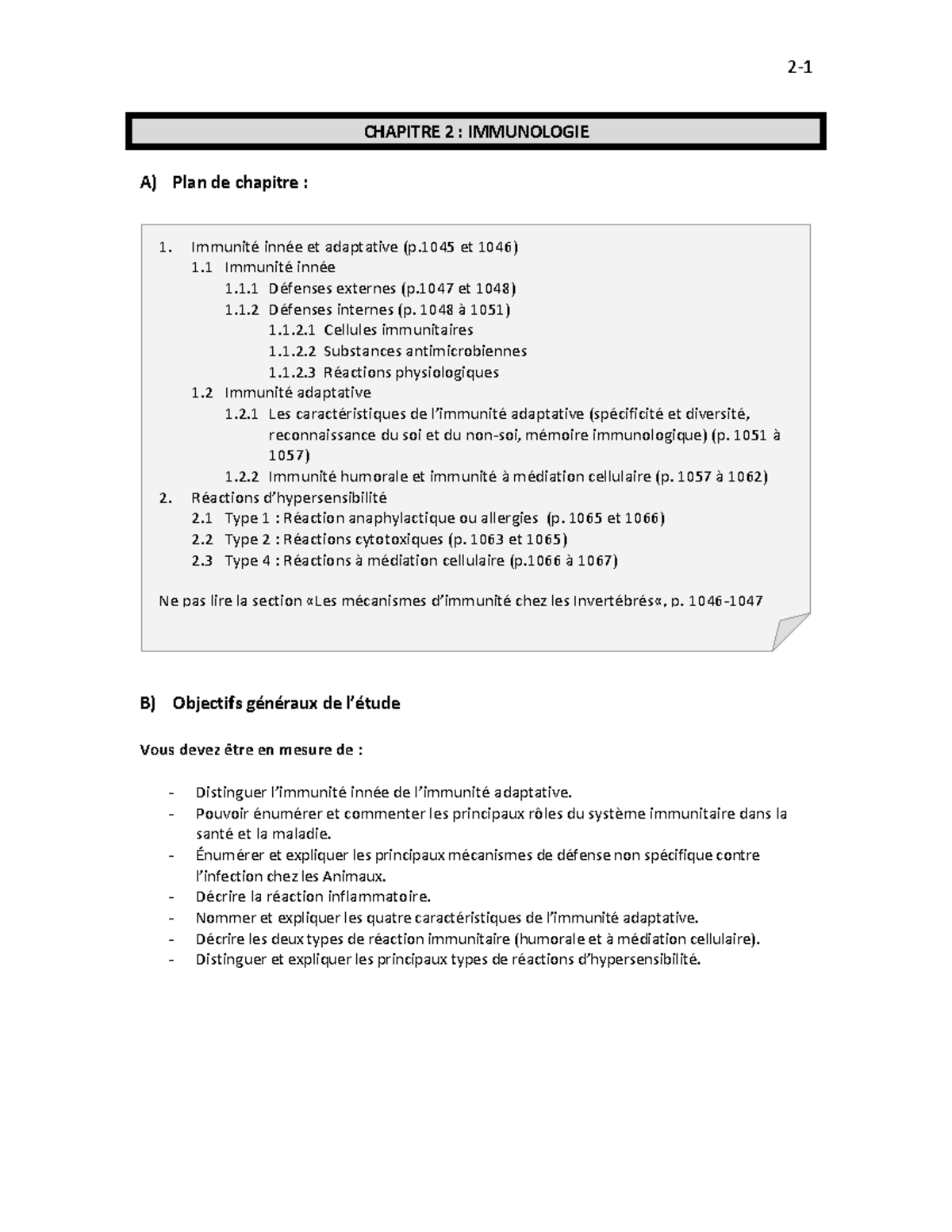 Chapitre 2 Systeme Immunitaire H23 - CHAPITRE 2 : IMMUNOLOGIE A) Plan ...