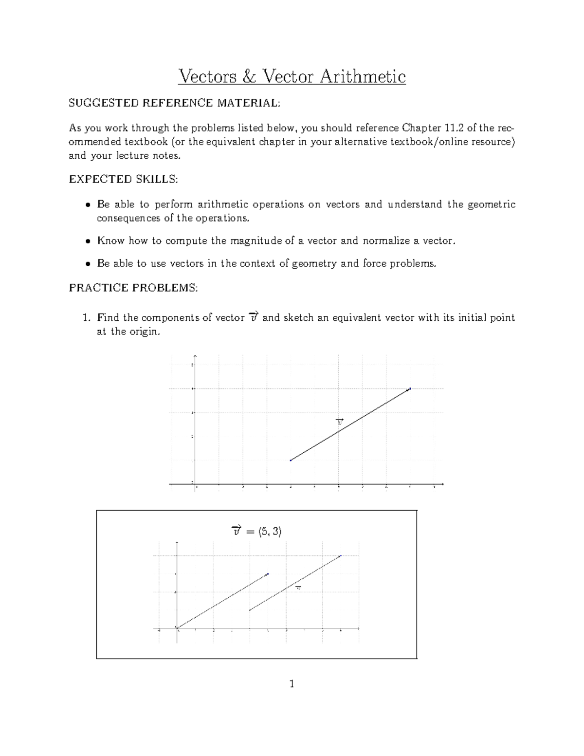 Vectors Practice (Topic 2) - Vectors & Vector Arithmetic SUGGESTED ...