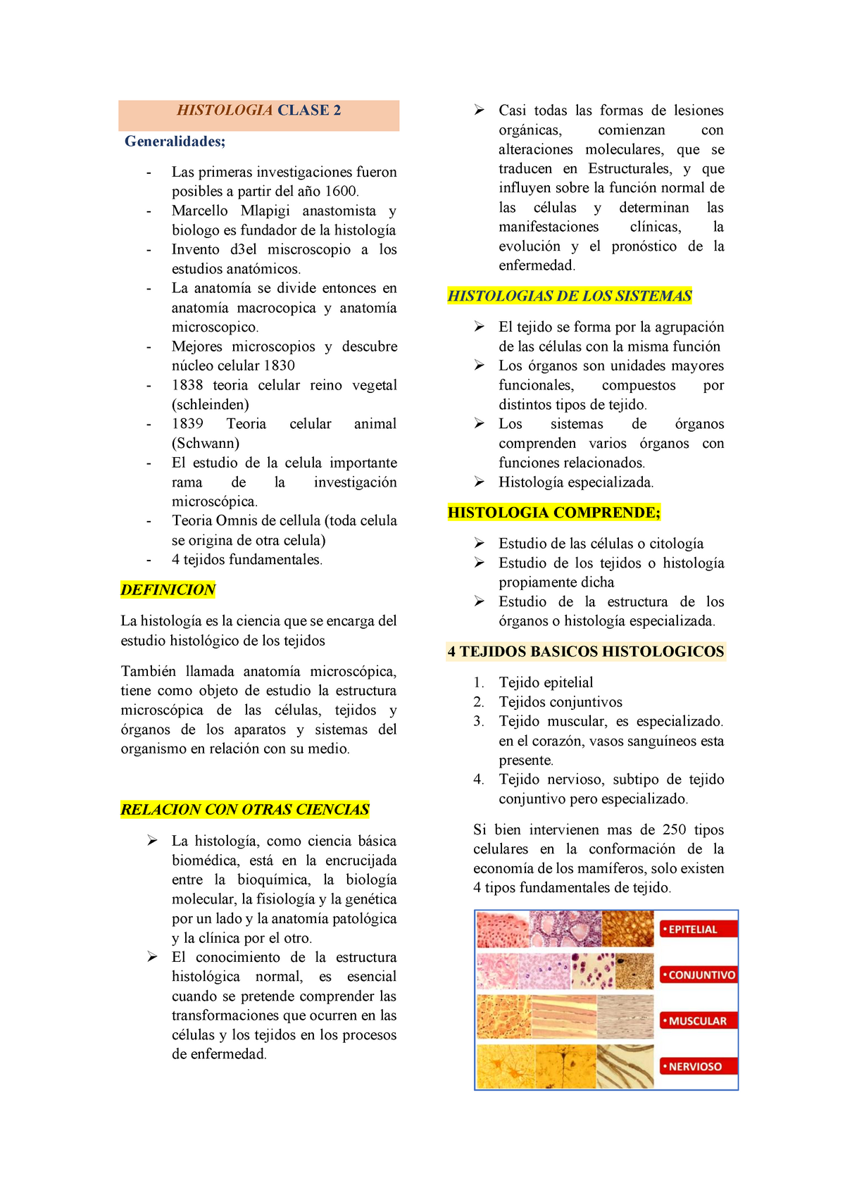 Histo - Primer Parcial Clases - Warning: TT: Undefined Function: 32 ...