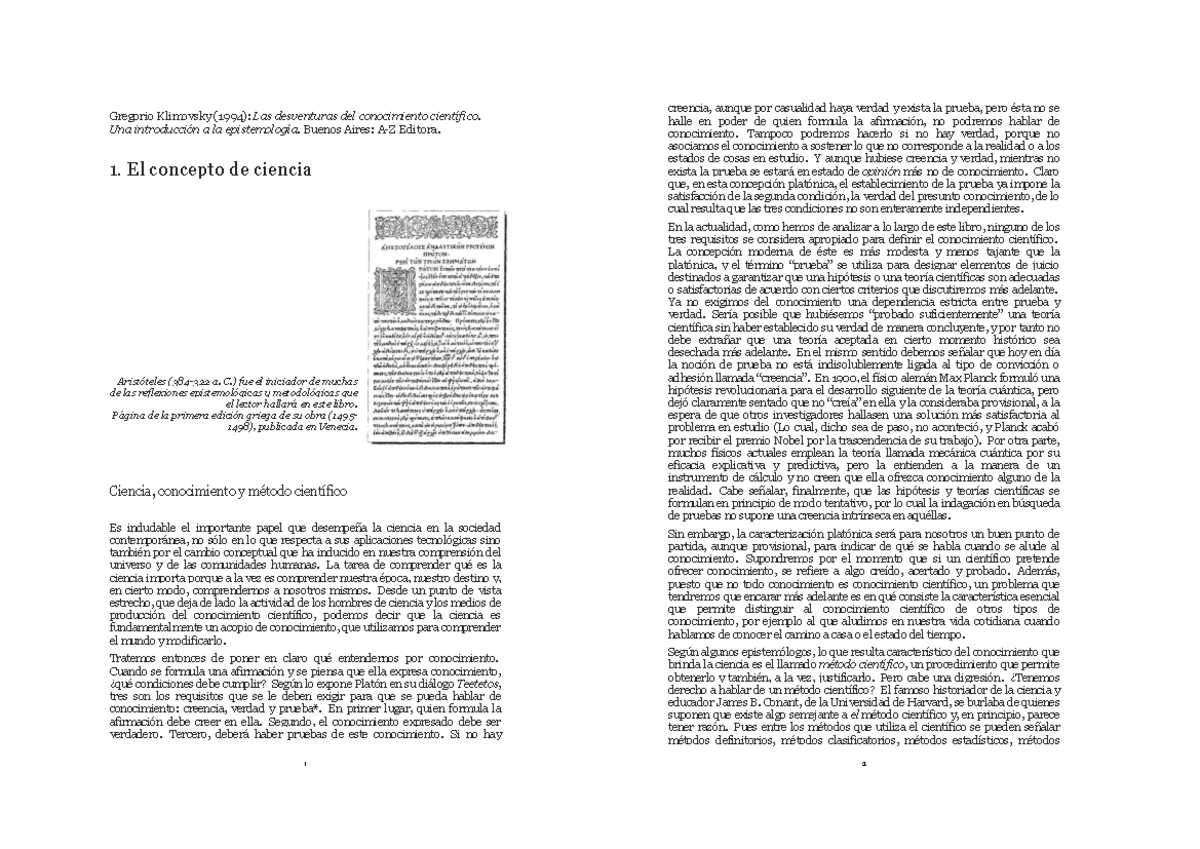 El concepto de ciencia de Klimovsky - Gregorio Klimovsky (1994): Las