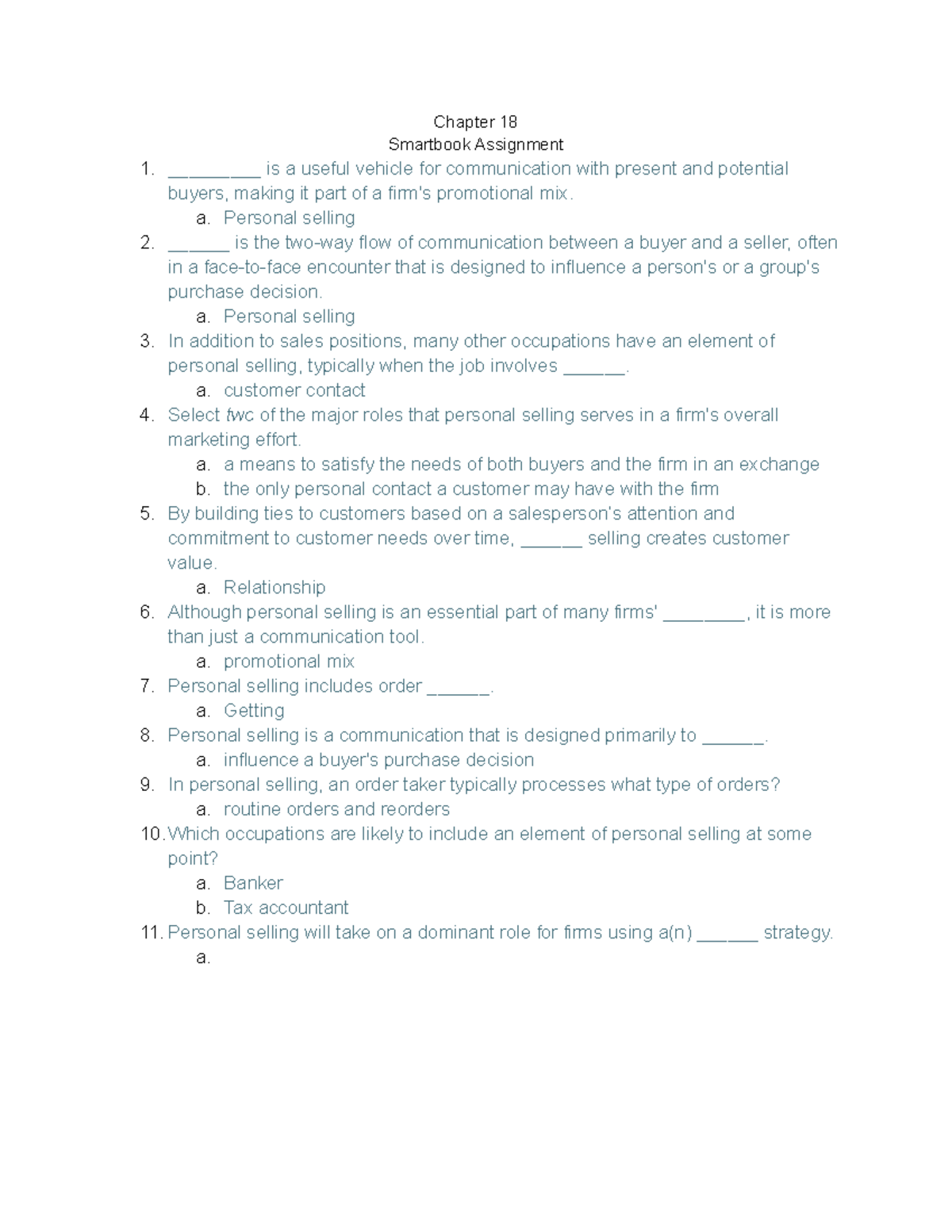MKT Chapter 18 - SB Study Guide - Chapter 18 Smartbook Assignment ...