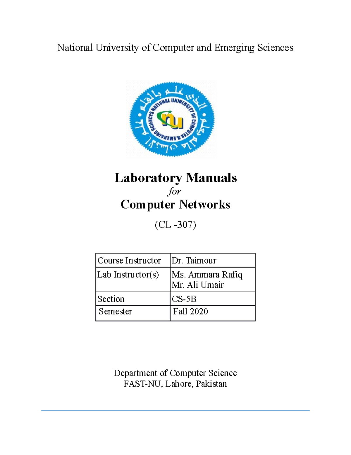 Lab Manual 6 - mn , - National University of Computer and Emerging ...