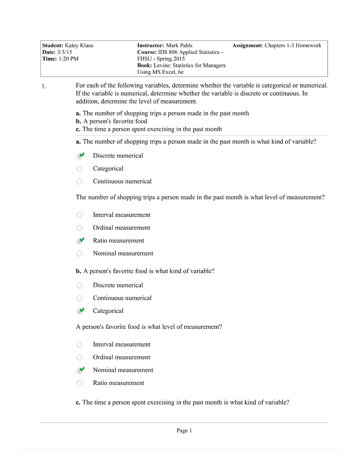 quantitative analysis homework