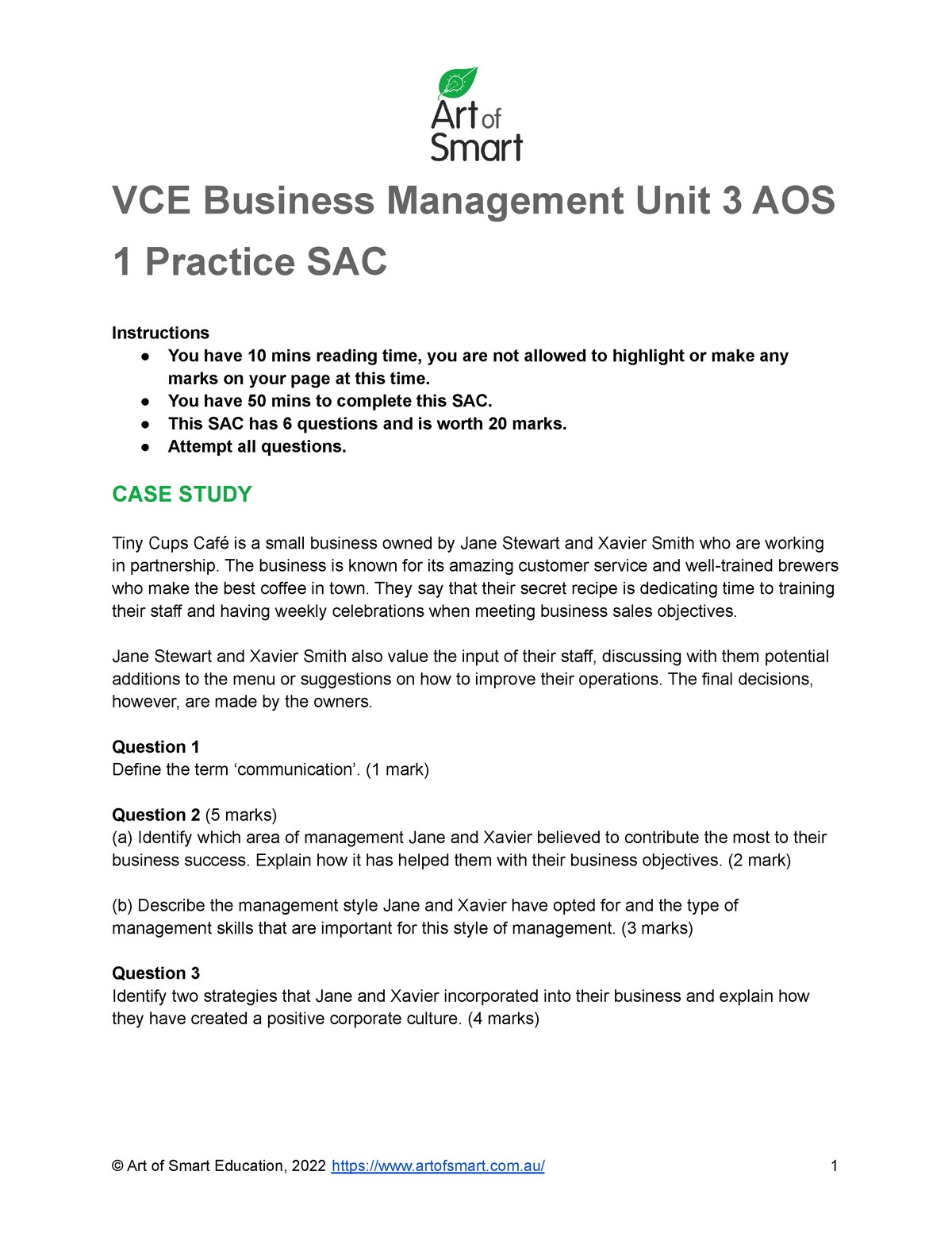 vce business management contemporary case study