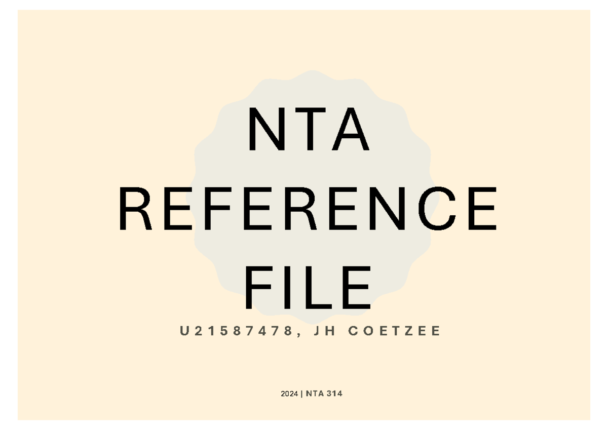Reference file - NTA REFERENCE FILE U 2 1 5 8 7 4 7 8 , J H C O E T Z E ...