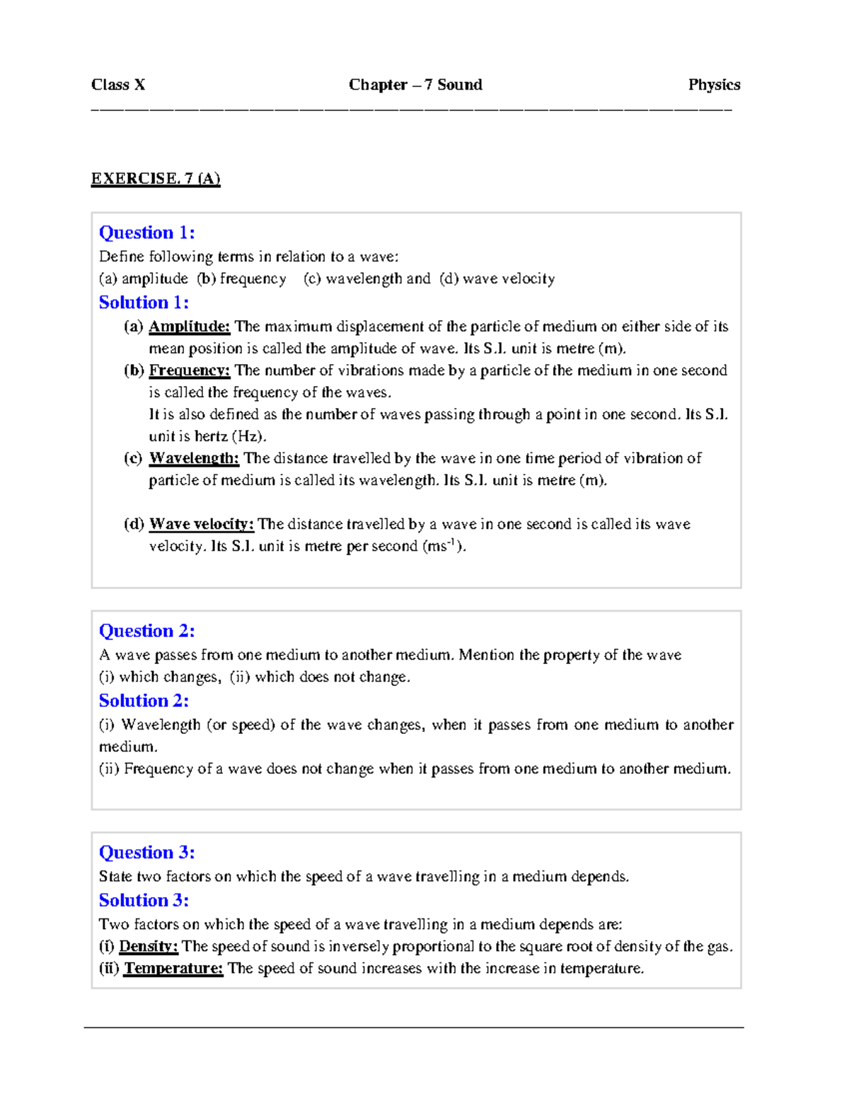 Selina Concise Physics Solutions Class 10 Chapter 7 Sound ...