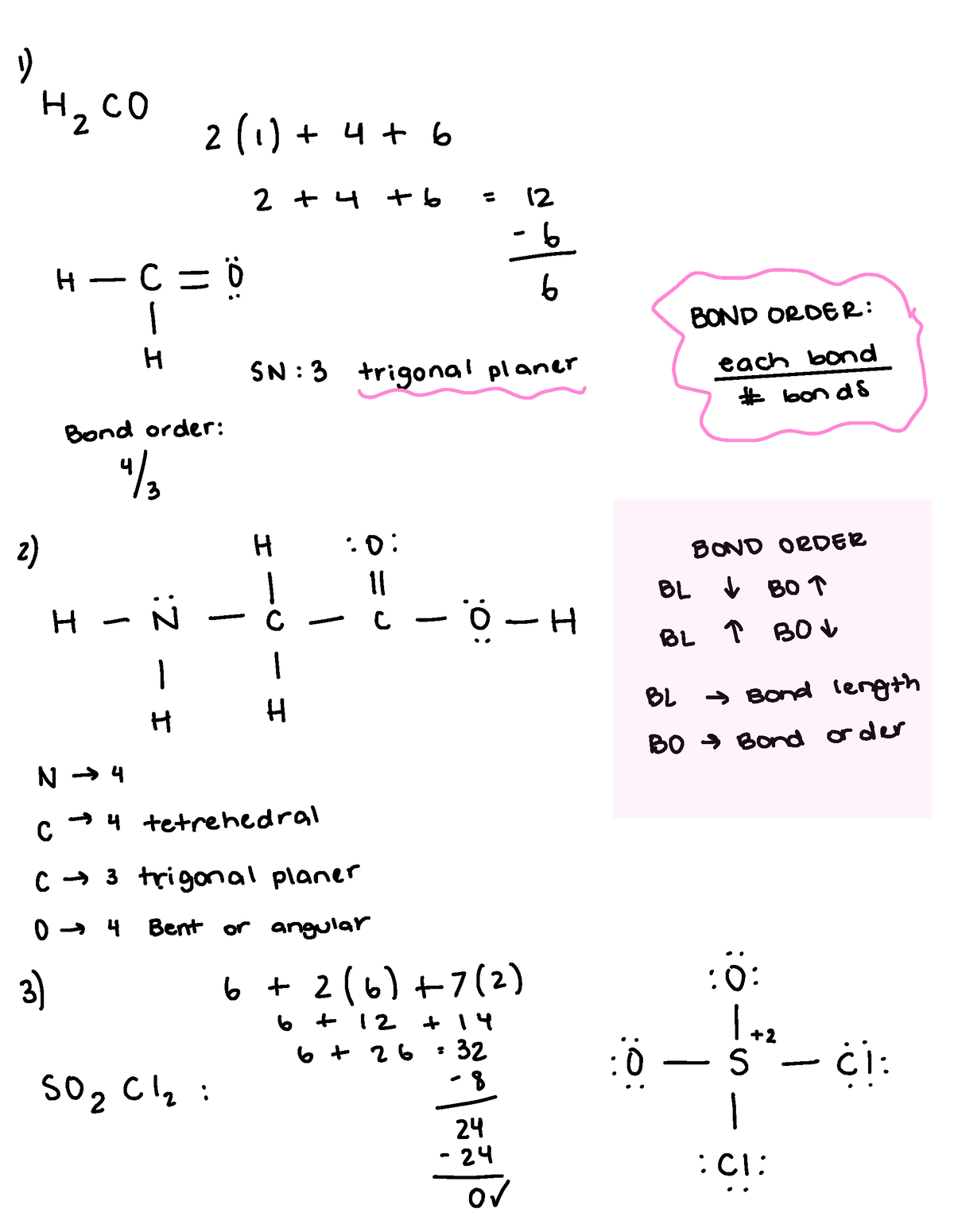 Chemistry Notes - 1 H 2cO 2(1) + 4 + 6 2 + 4 + 6 = 12 H - p = 0 I BOND ...