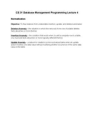 SQL Database Management Notes - FROM - Names the base table from which ...