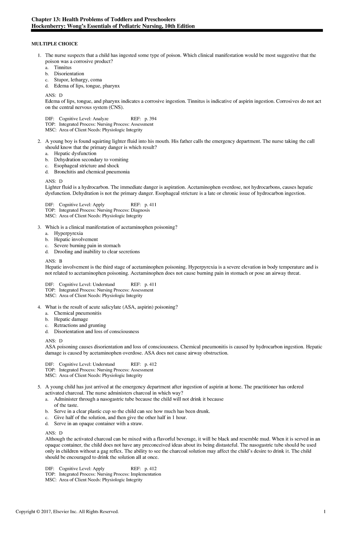 Exam View - Chapter 13 - GOOD TO KNOW - Chapter 13: Health Problems of ...