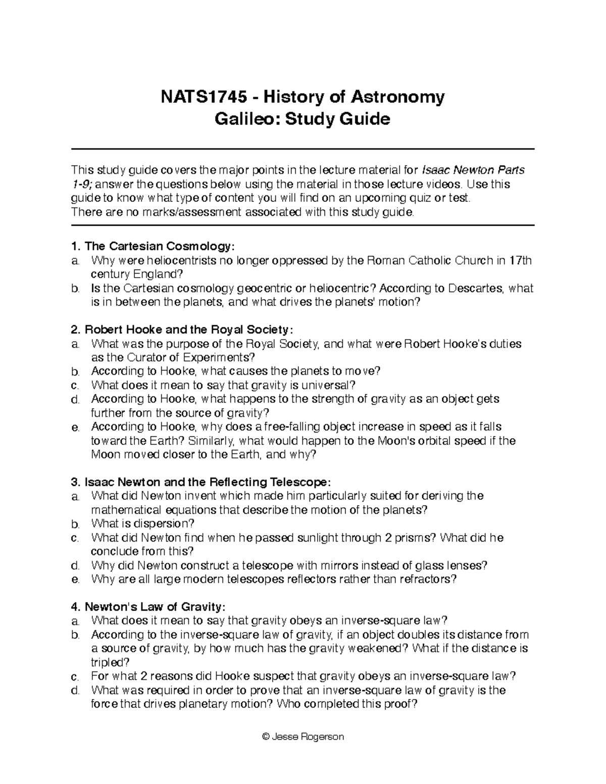 NATS1745A - Isaac Newton - Study Guide - NATS1745 - History of ...