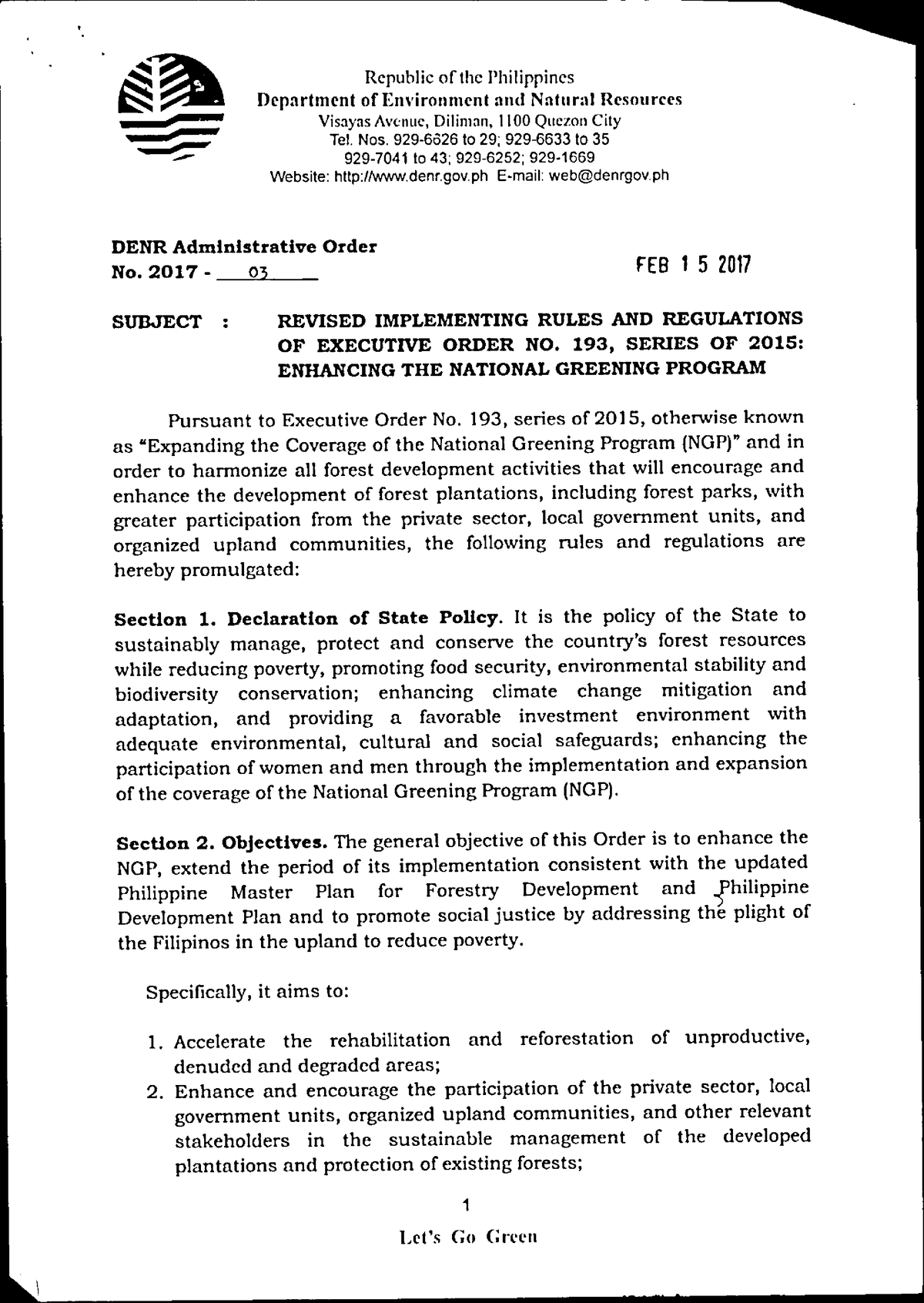 Revised Implementing Rules AND Regulations OF Executive Order NO. 193 ...