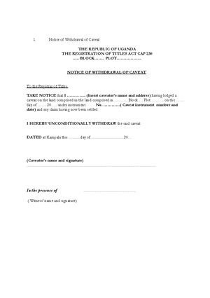 The Landlord and Tenant Act, 2022 - TIIE REPUBIIC CIF UGANDA ...