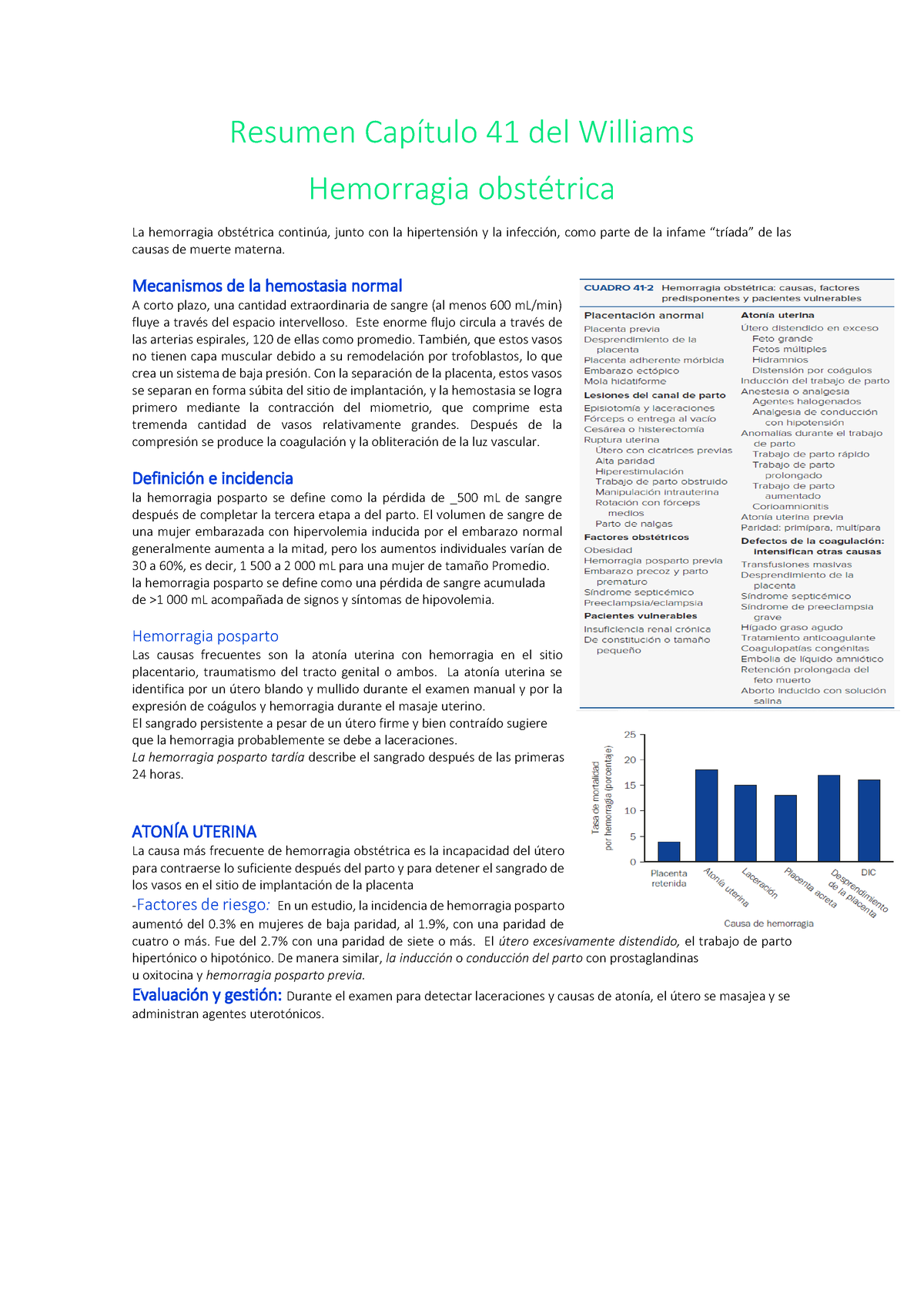 Hemorragia Obstétrica Resumen CapÌtulo 41 Del Williams Hemorragia ObstÈtrica La Hemorragia 2231