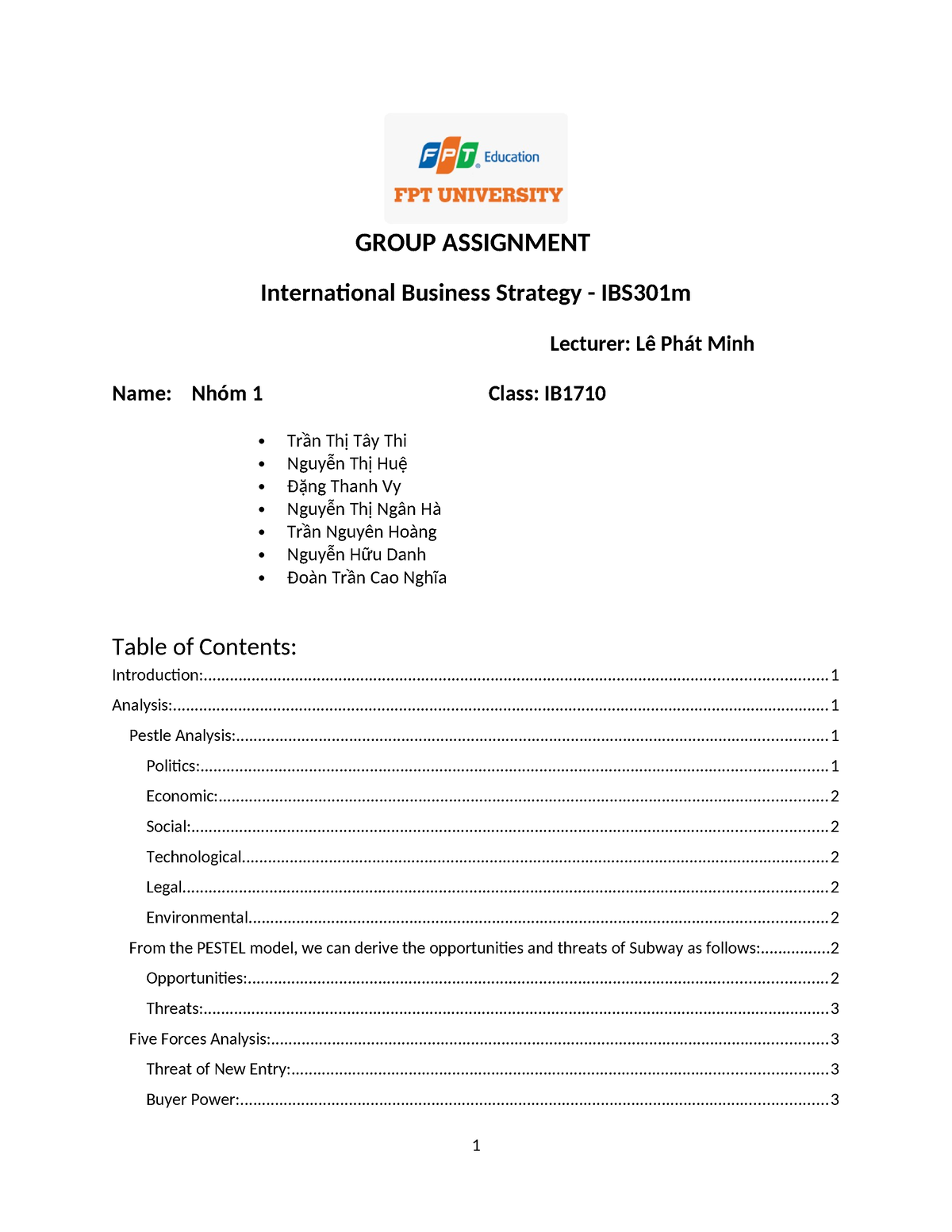 international business assignment report