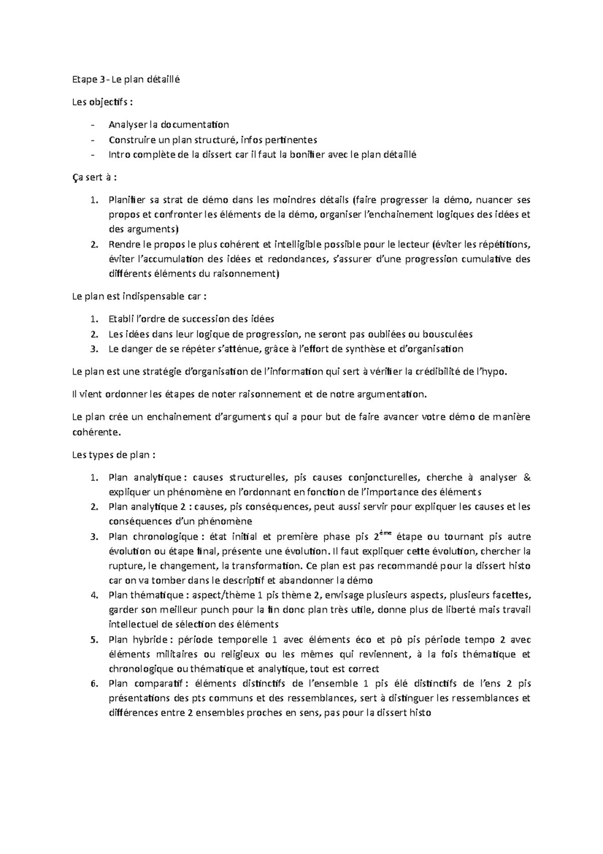 10-18 plan détaillé - Notes de cours 7 - Etape 3- Le plan détaillé Les ...