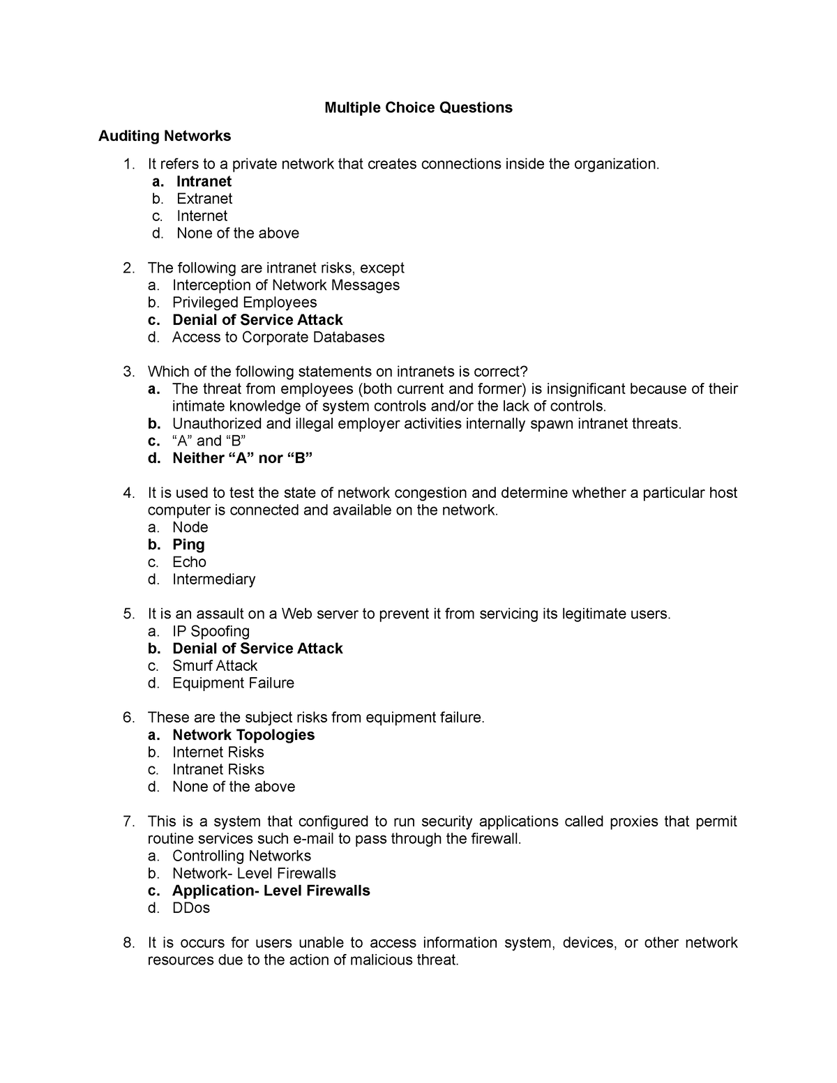 MCQ Audit Network - Multiple Choice Questions Auditing Networks It ...