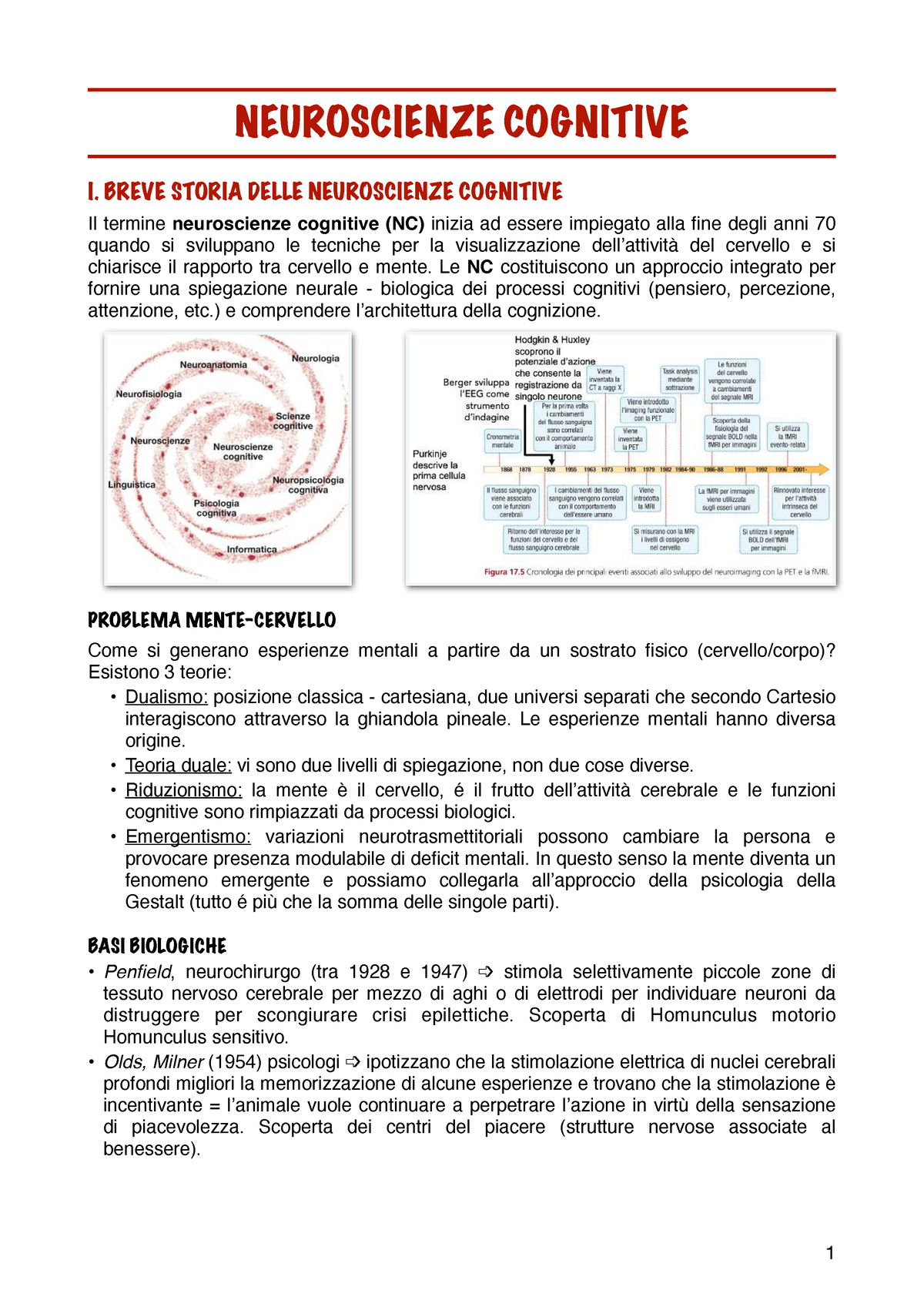 Appunti-neuroscienze-completi - NEUROSCIENZE COGNITIVE I. BREVE STORIA ...