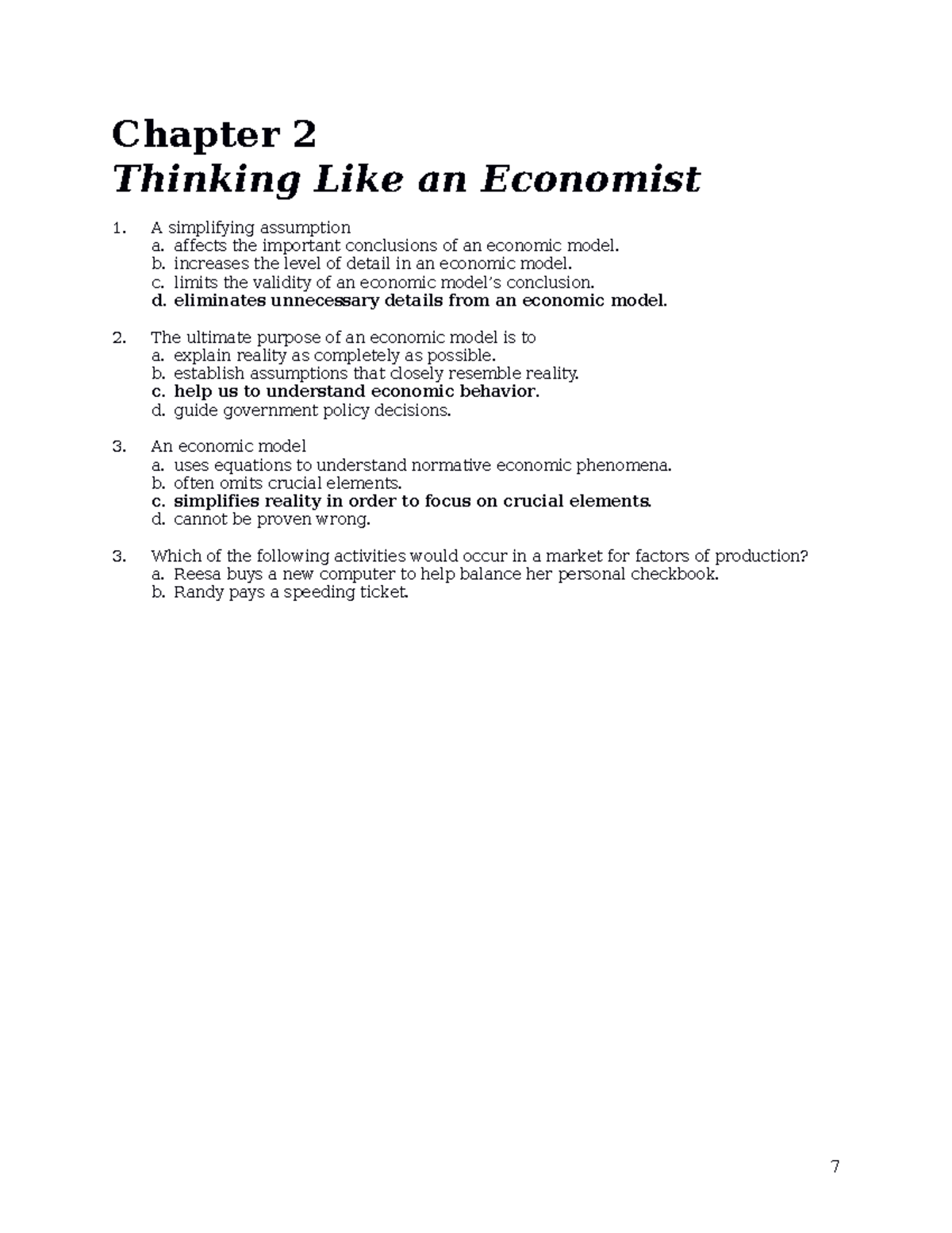 Chapter 02 - Trắc nghiệm Tiếng anh Mankiw - Chapter 2 Thinking Like an ...