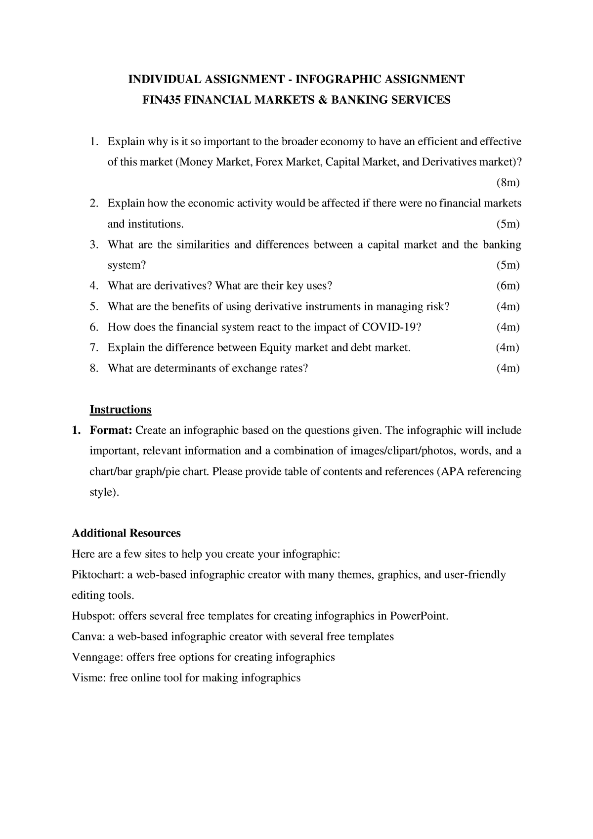 fin435 individual assignment money market