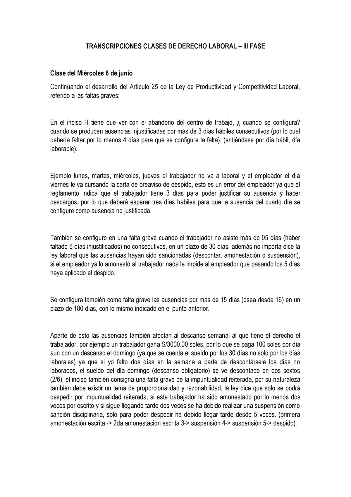 Transcripciones Derecho Laboral Iii Fase Studocu
