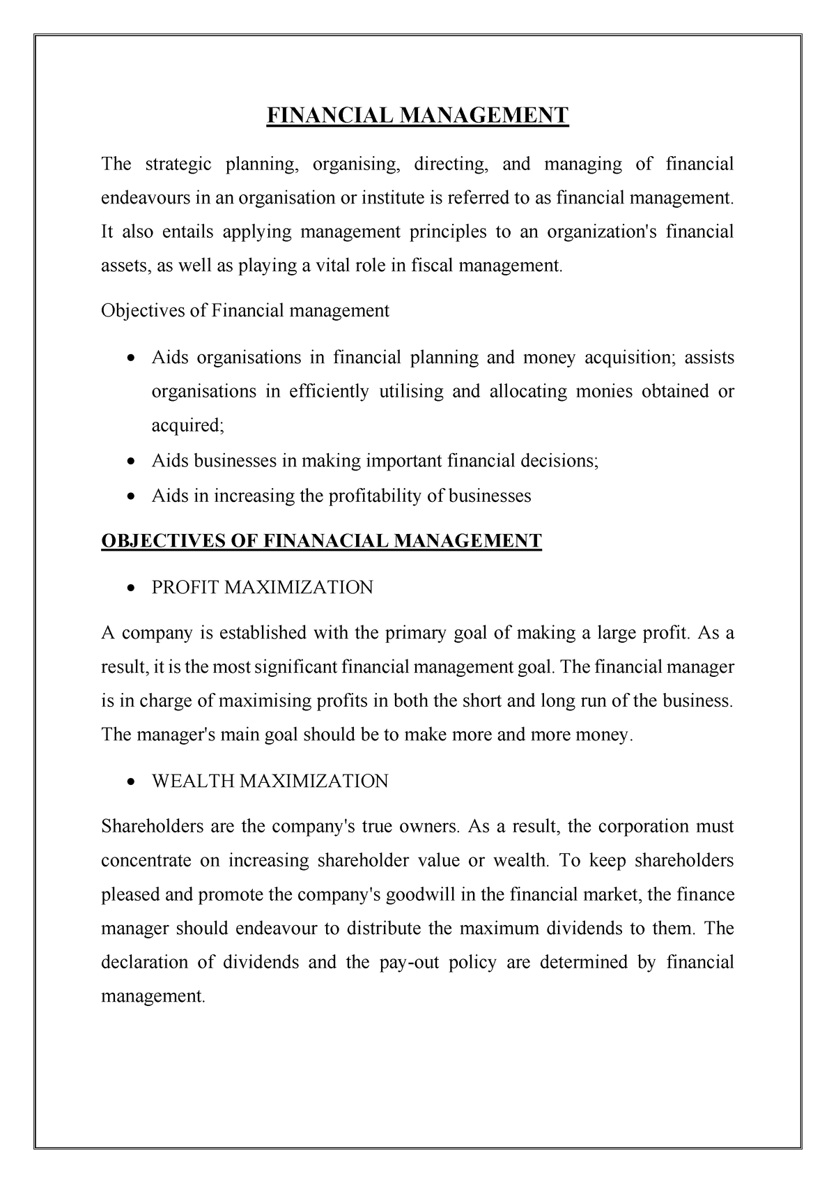 Financial Management - FINANCIAL MANAGEMENT The strategic planning ...