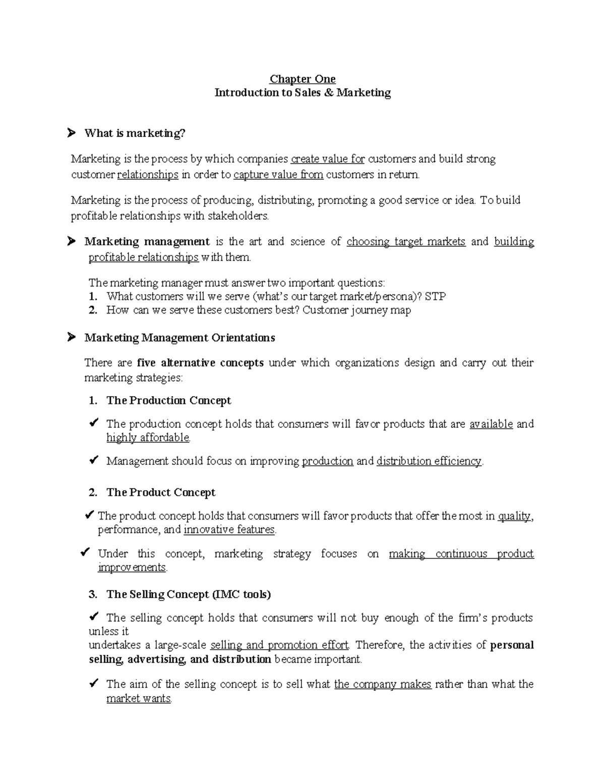 Chapter one Introduction to sales marketing - Chapter One Introduction ...