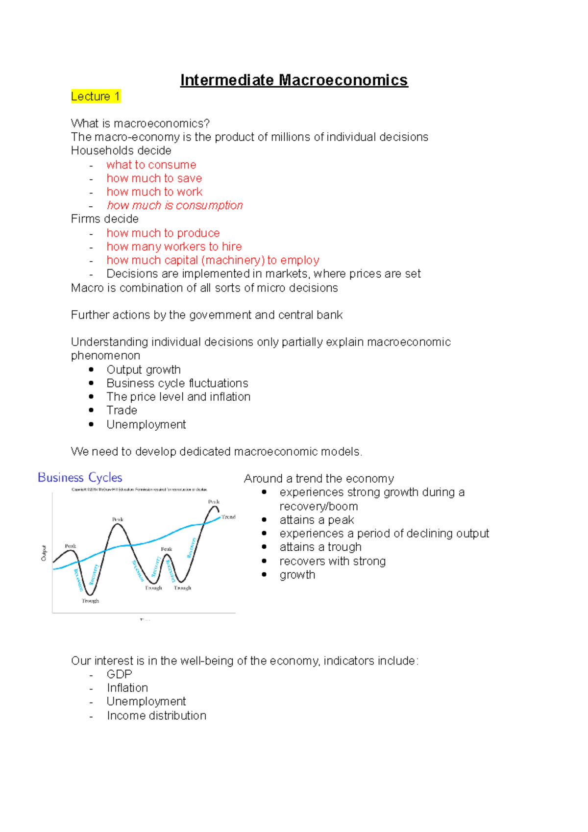 Lecture 1 Macro - Intermediate Macroeconomics Lecture 1 What Is ...