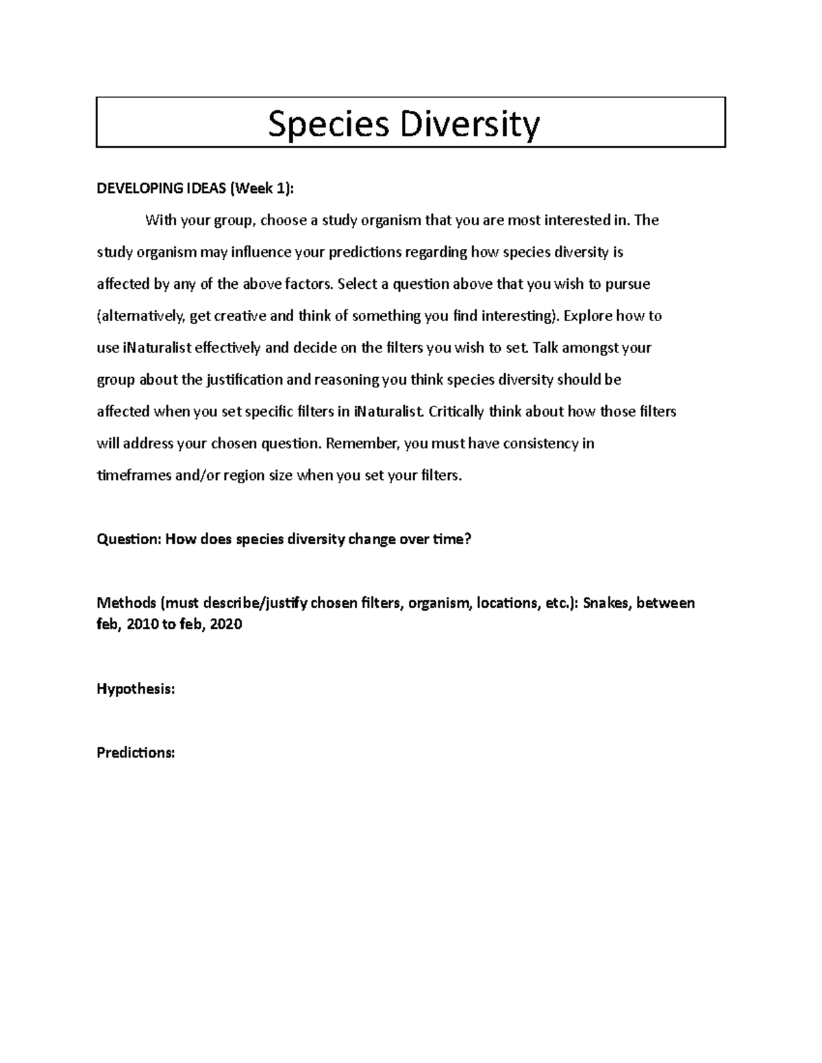 research questions on species diversity