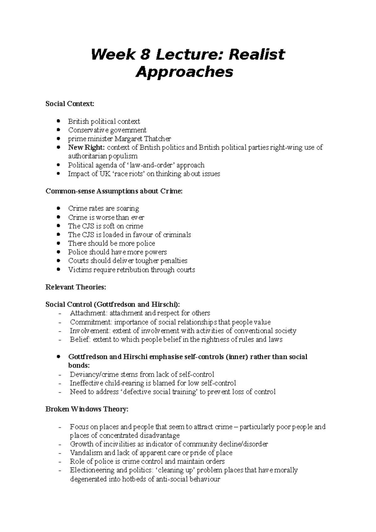 Week 8 Lecture - Week 8: Realist Approach - Week 8 Lecture: Realist ...