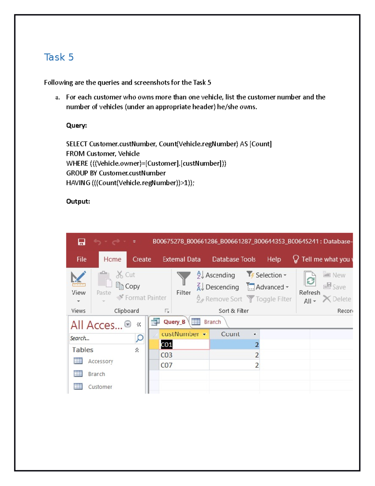 Task5 - Related with databse - Task 5 Following are the queries and ...