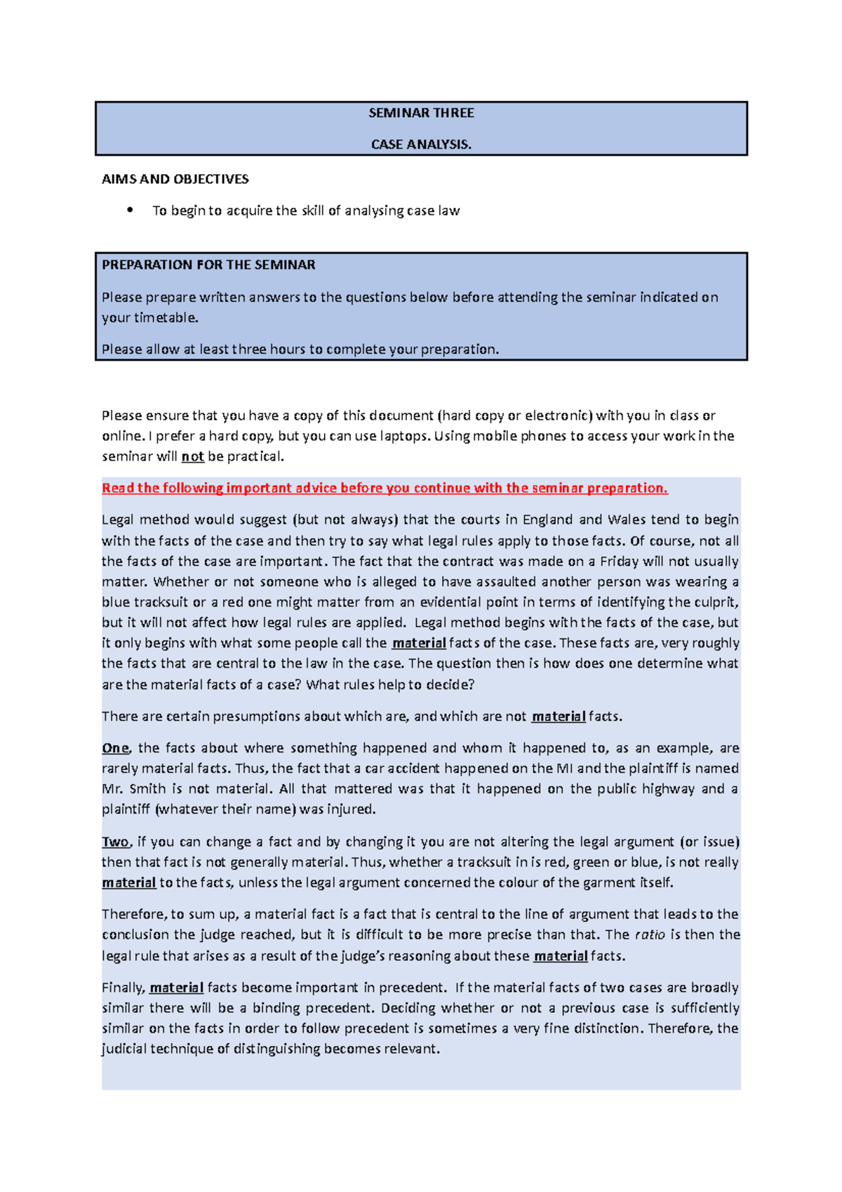 Seminar 3 R v Home case - SEMINAR THREE CASE ANALYSIS. AIMS AND ...