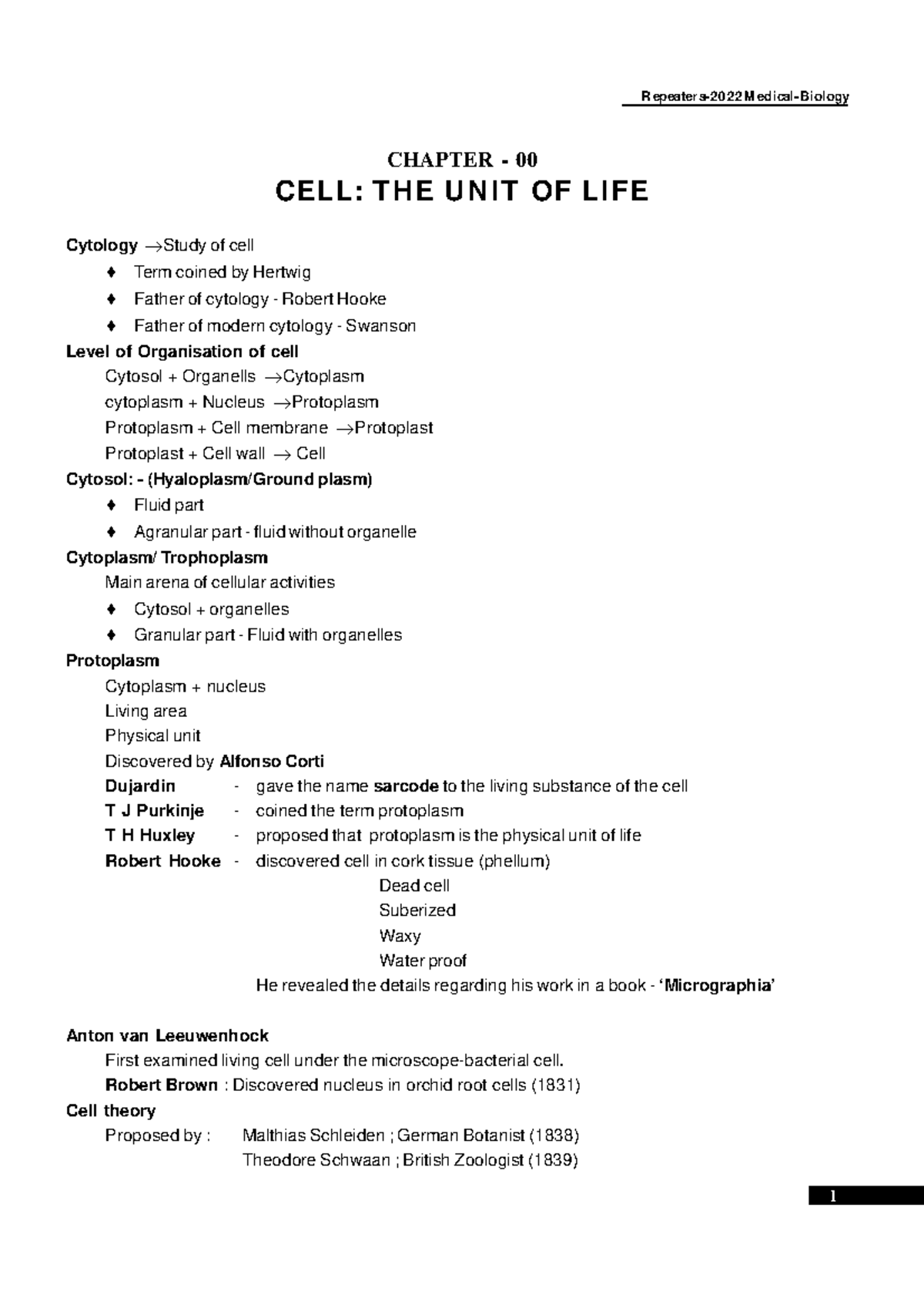 Cell the unit of life - uniit of lifw - R epeaters-2 02 2M edical ...