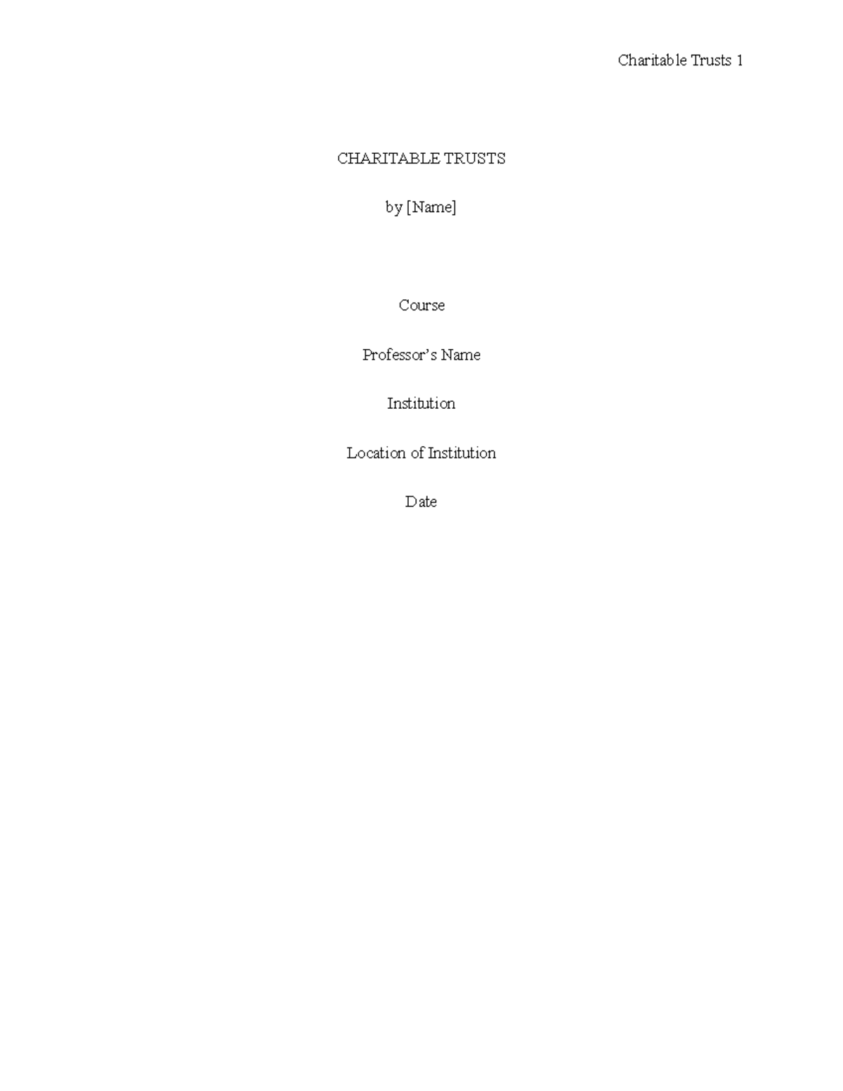 The public benefit requirement in charitable trusts - CHARITABLE TRUSTS ...