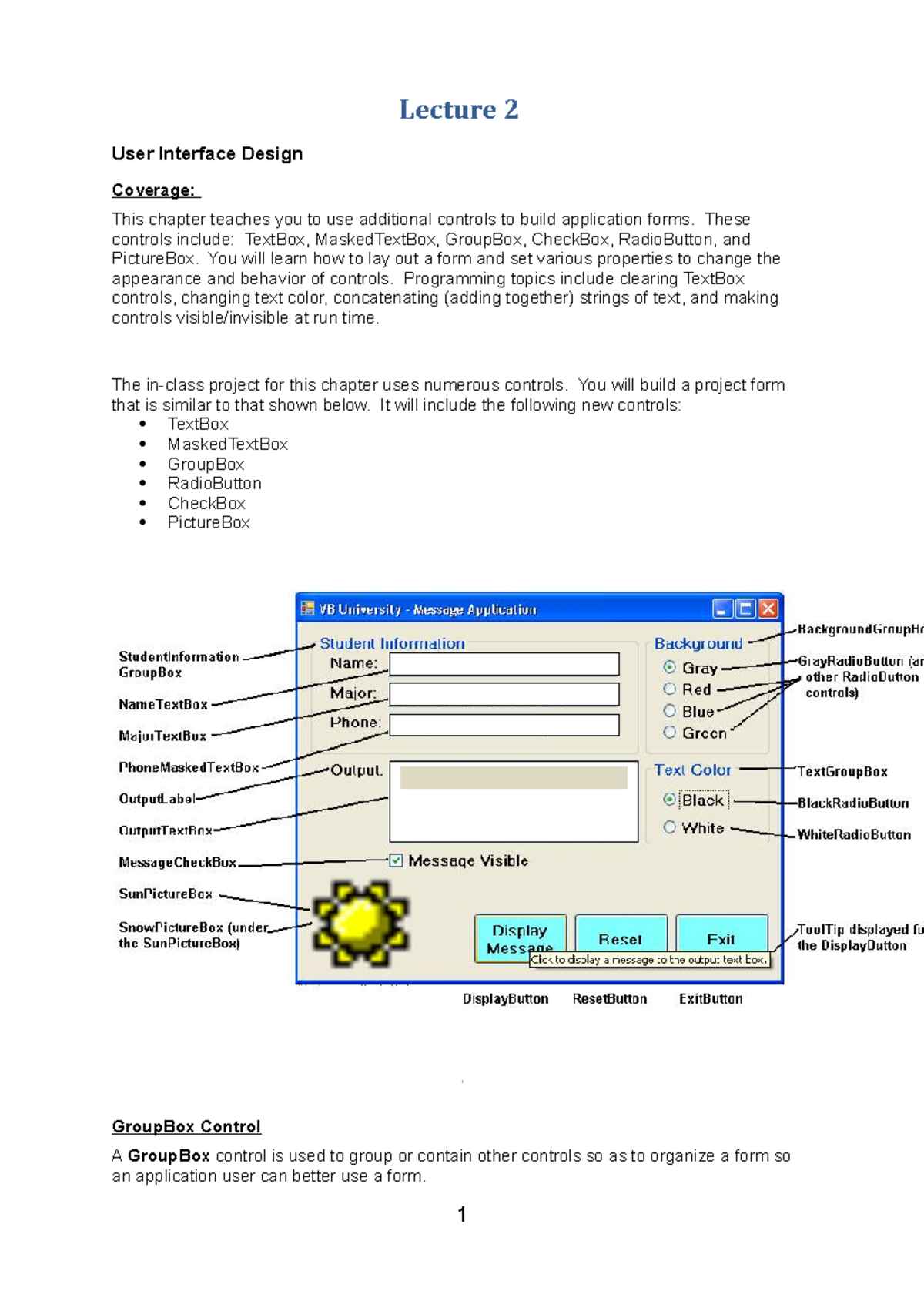 VBU 2 - Lecture note - Lecture 2 User Interface Design Coverage: This ...