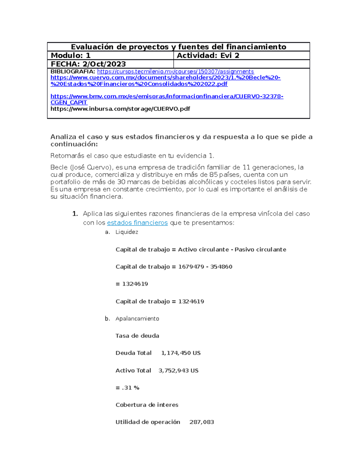 Evidencia 2 - Evaluación de proyectos y fuentes del financiamiento ...
