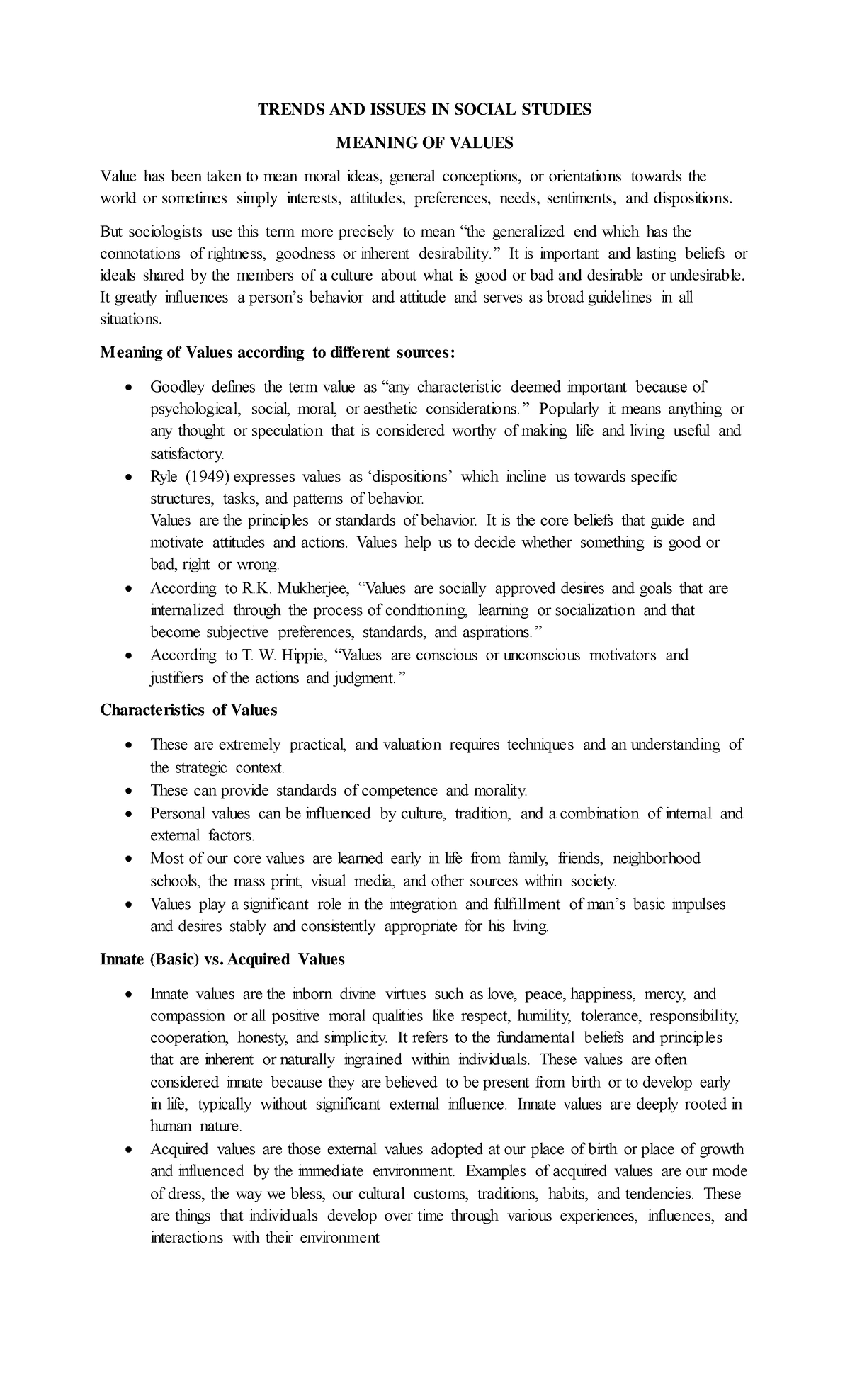 Trends pdf TRENDS AND ISSUES IN SOCIAL STUDIES MEANING OF VALUES