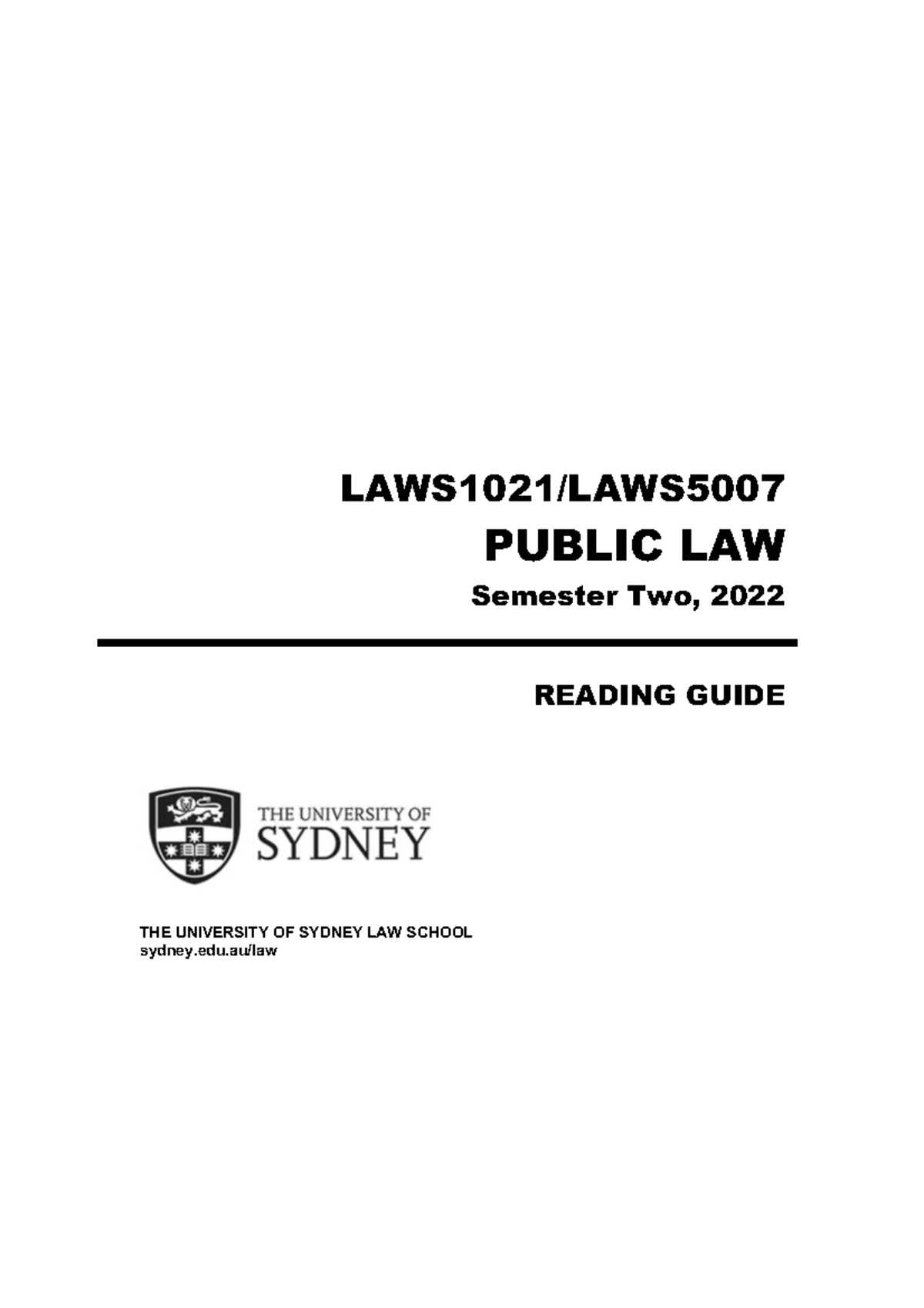 Reading Guide Public Law 2022 - LAWS1021/LAWS PUBLIC LAW Semester Two ...