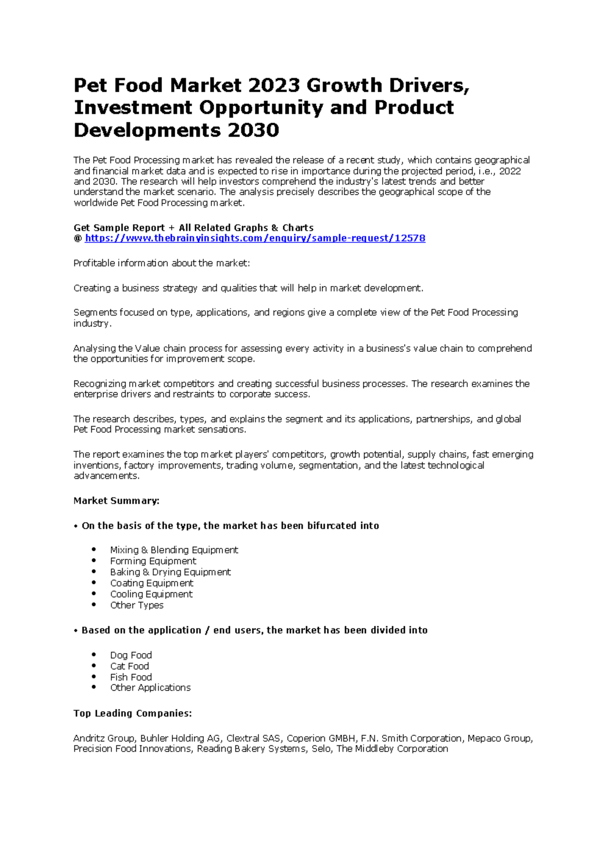 Pet Food Market 2023 Growth Drivers, Investment Opportunity and Product