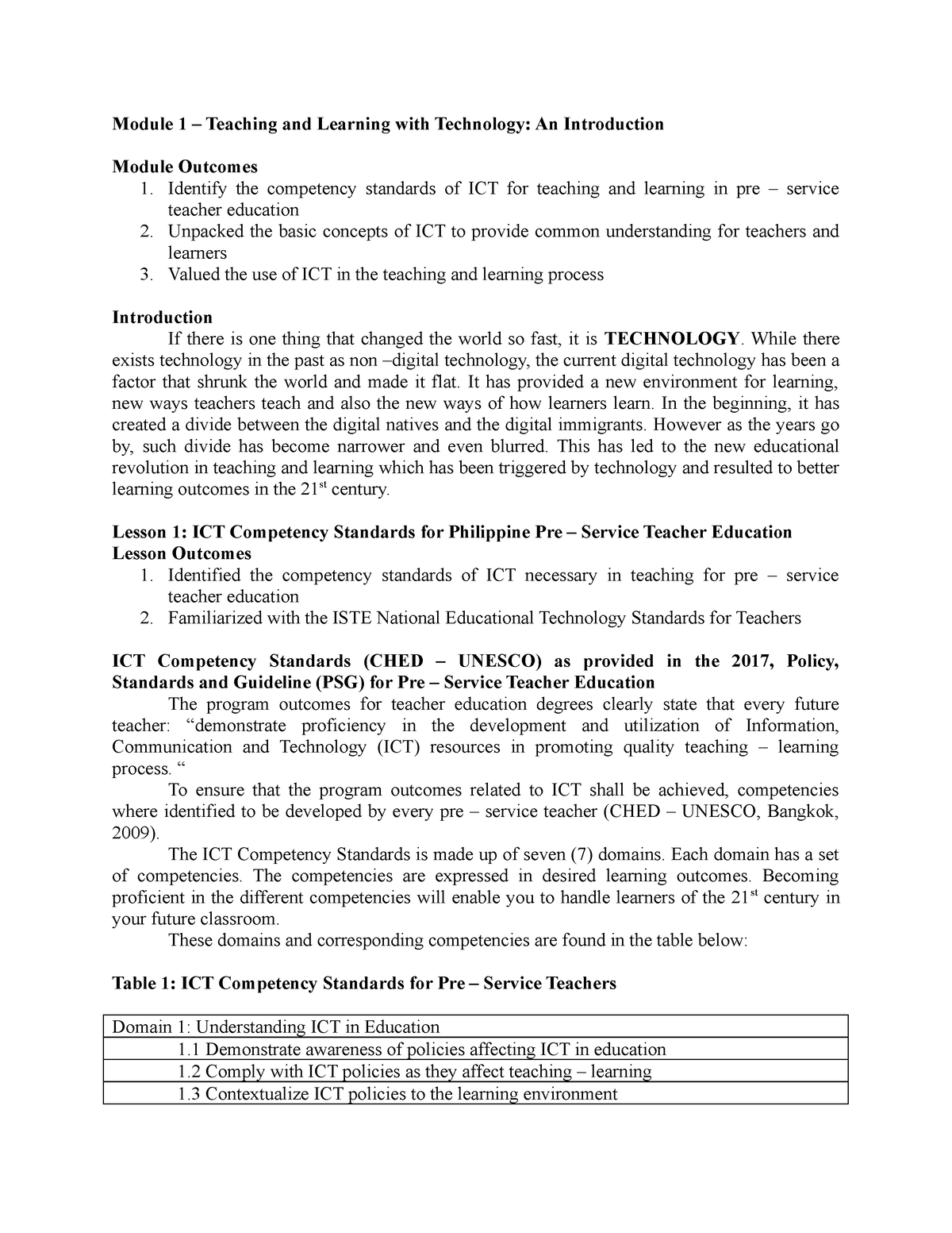 Updated-Module - Module - Module 1 – Teaching And Learning With ...