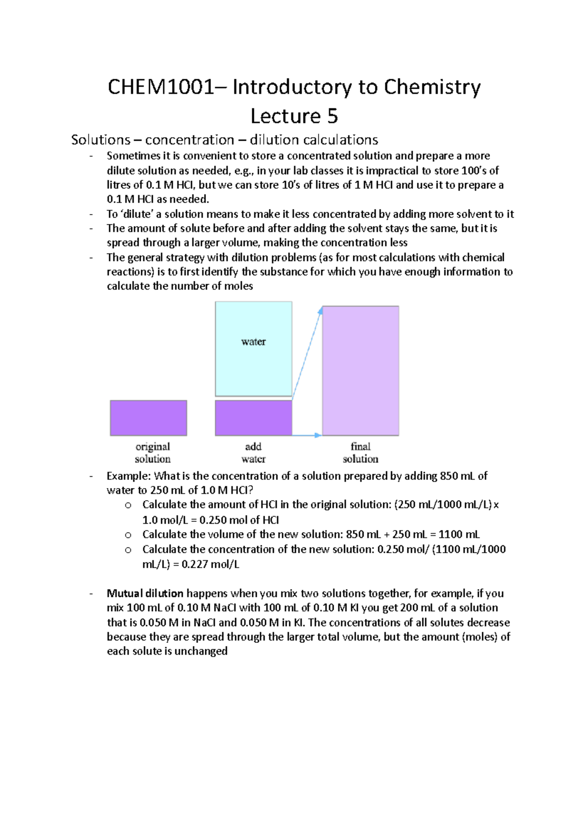 CHEM1001 - Lecture 5 - CHEM1001– Introductory to Chemistry Lecture 5 ...