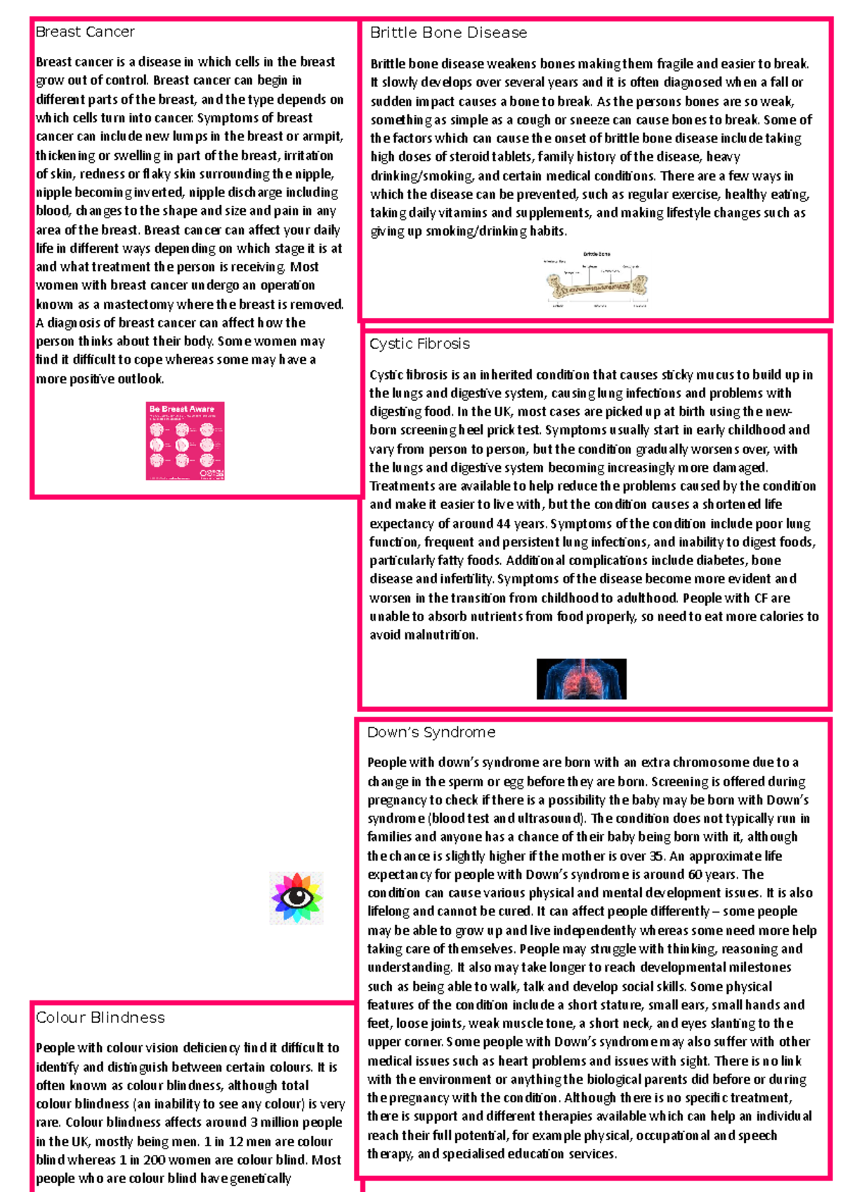 genetic diseases/conditions - Cystic Fibrosis Cystic fibrosis is an ...